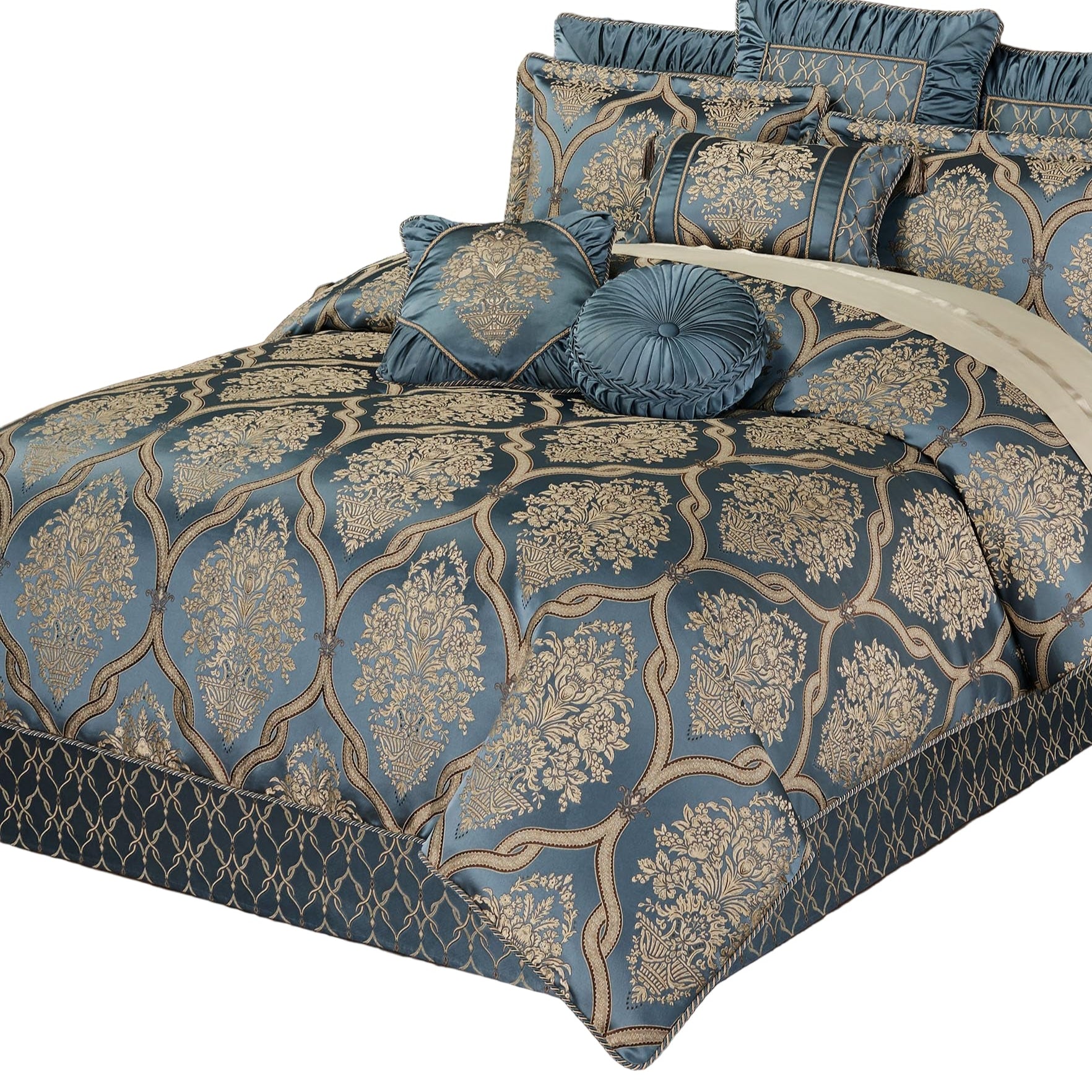Luxurious Castleton Bedding | Sophisticated Jacquard Woven Damask Medallion