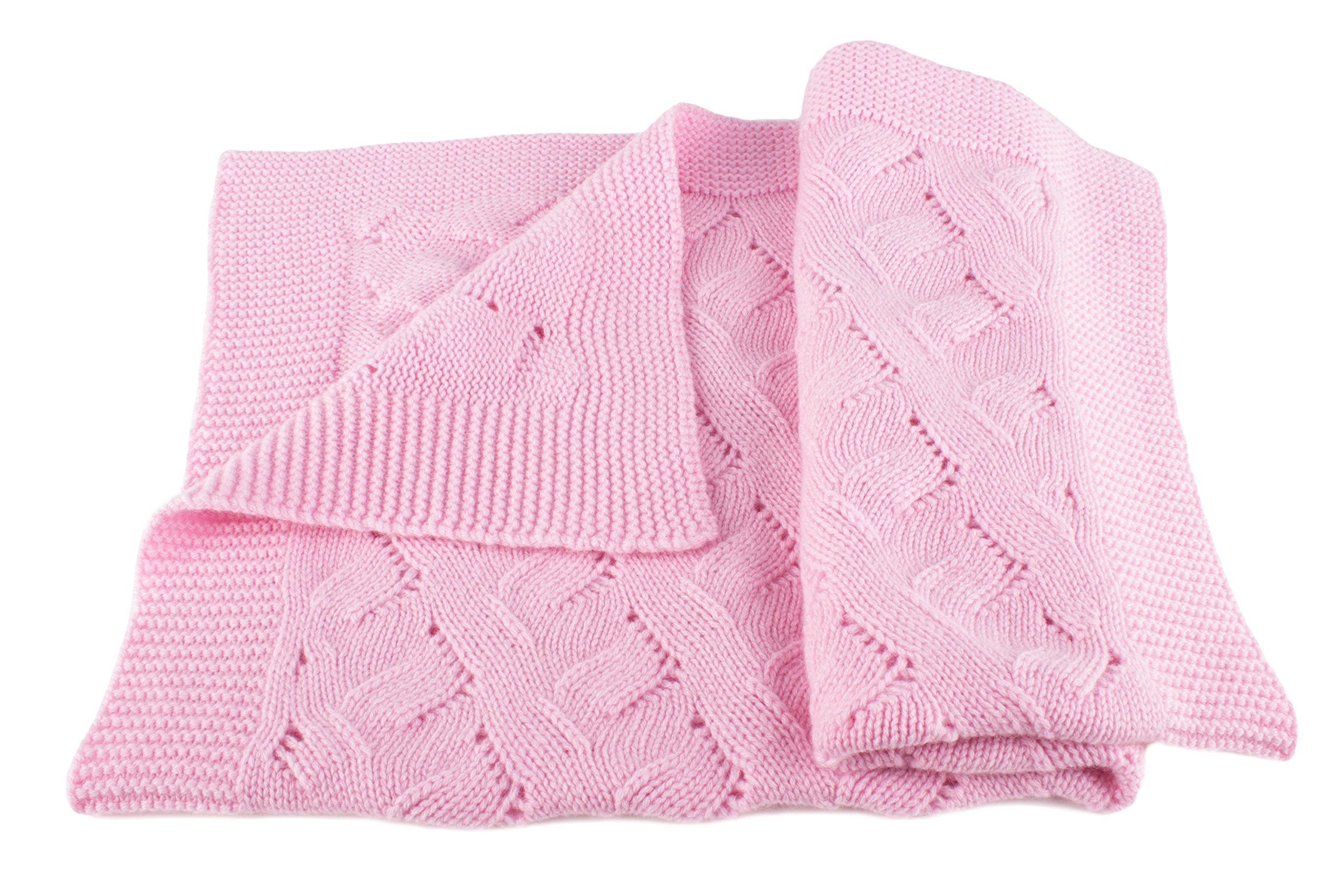 Girls Luxury 100% Cashmere Baby Blanket - 'Baby Pink' - hand made