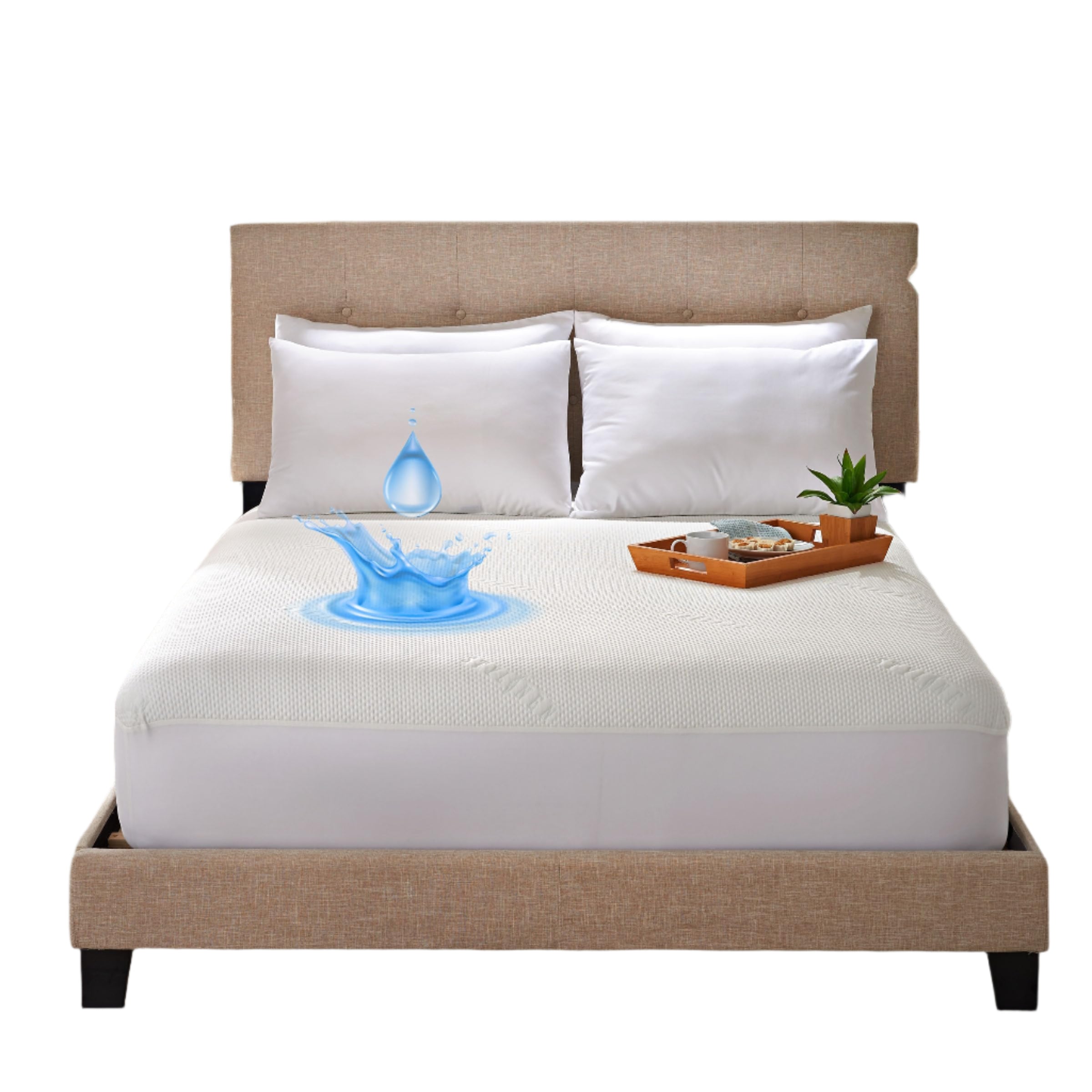 King Tencel Eucalyptus Mattress Protector - Waterproof Breathable Cooling Cover Protects