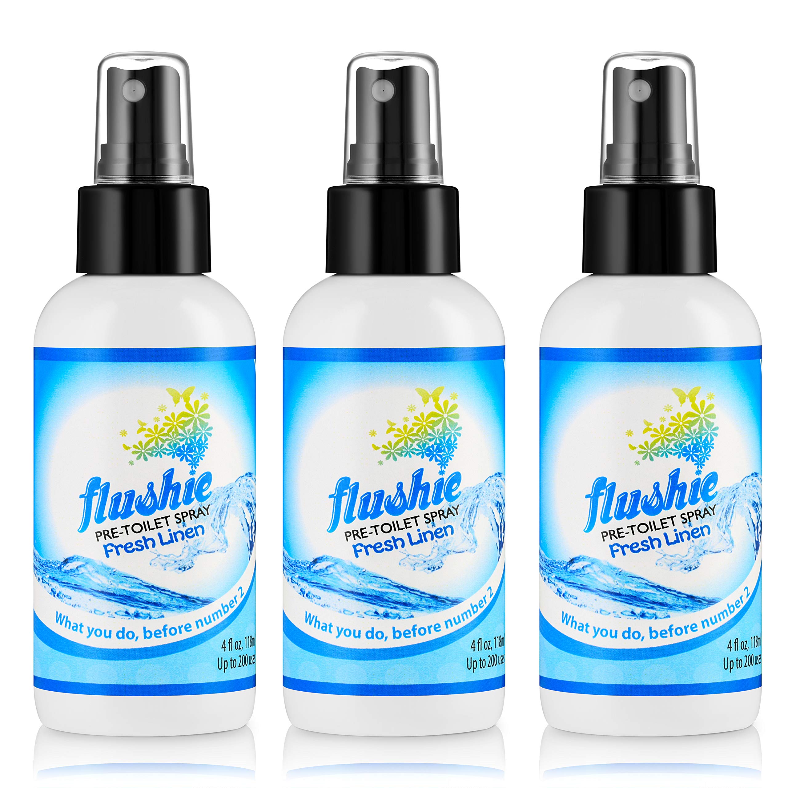 Travel Size Bathroom Spray for Toilet Deodorizer (4oz - Linen, 3 Pack)