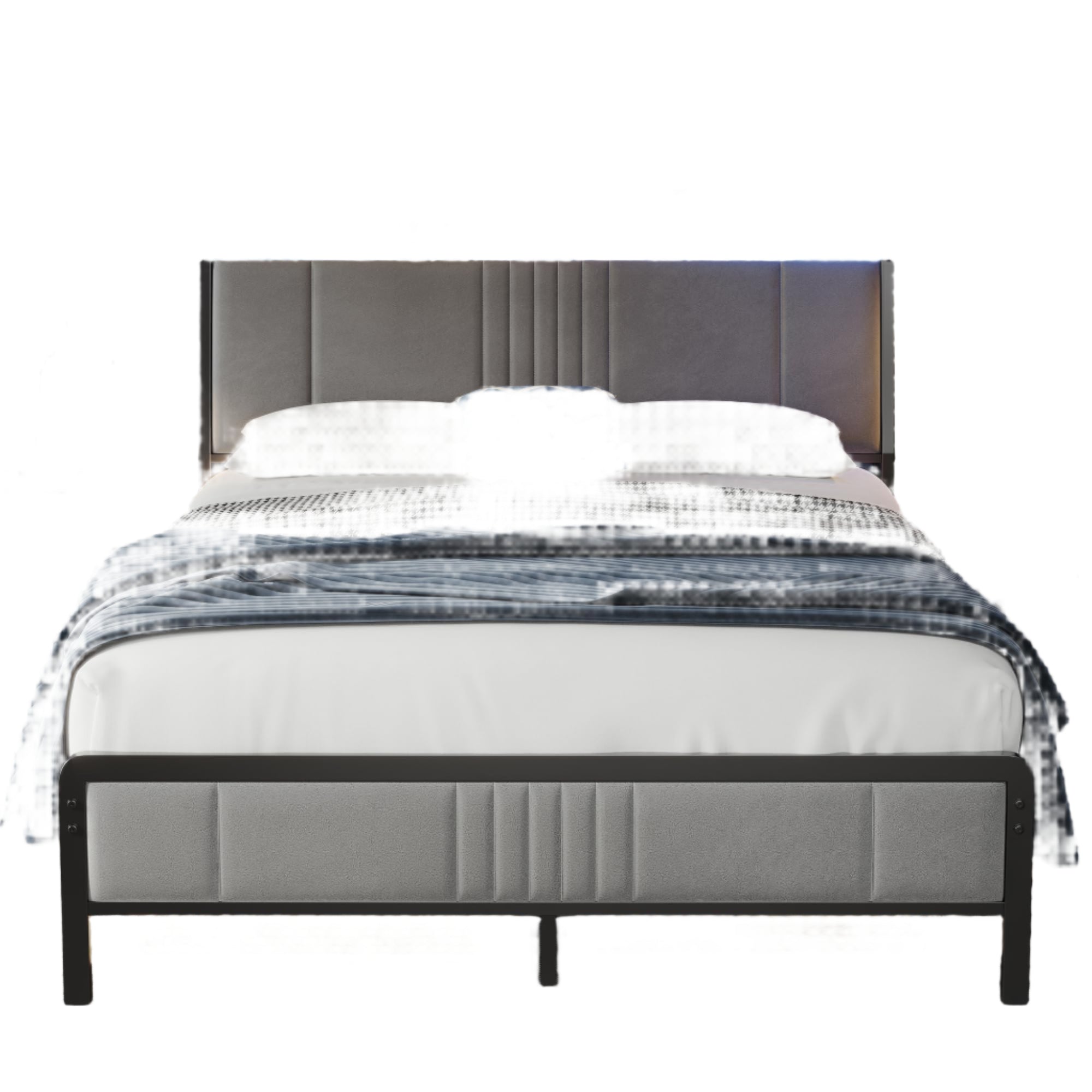 Size Bed Frame with Storage Headboard and Charging Station