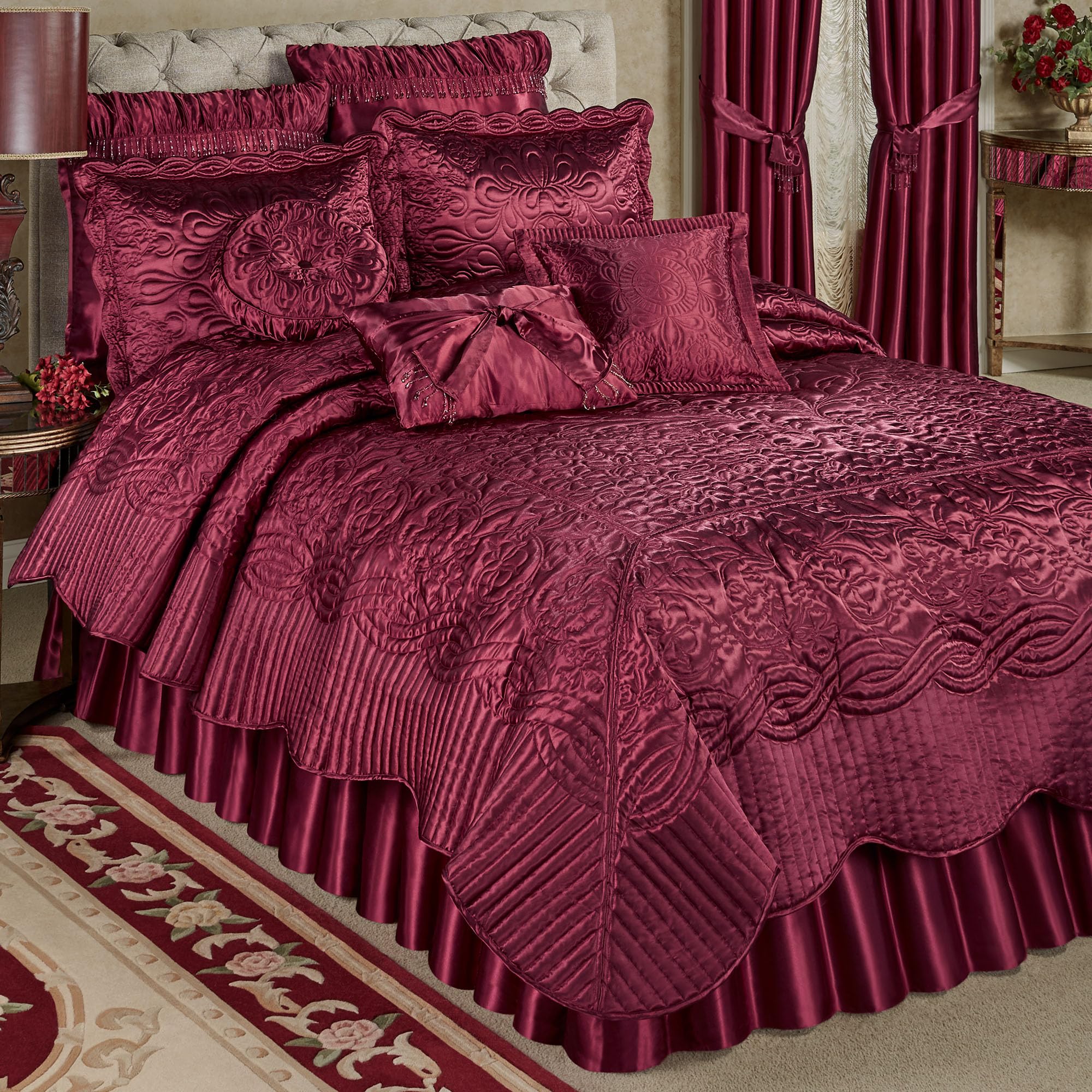 Prima Quilted Bedding | Ruby Coverlet Set | 4 Piece Queen Set