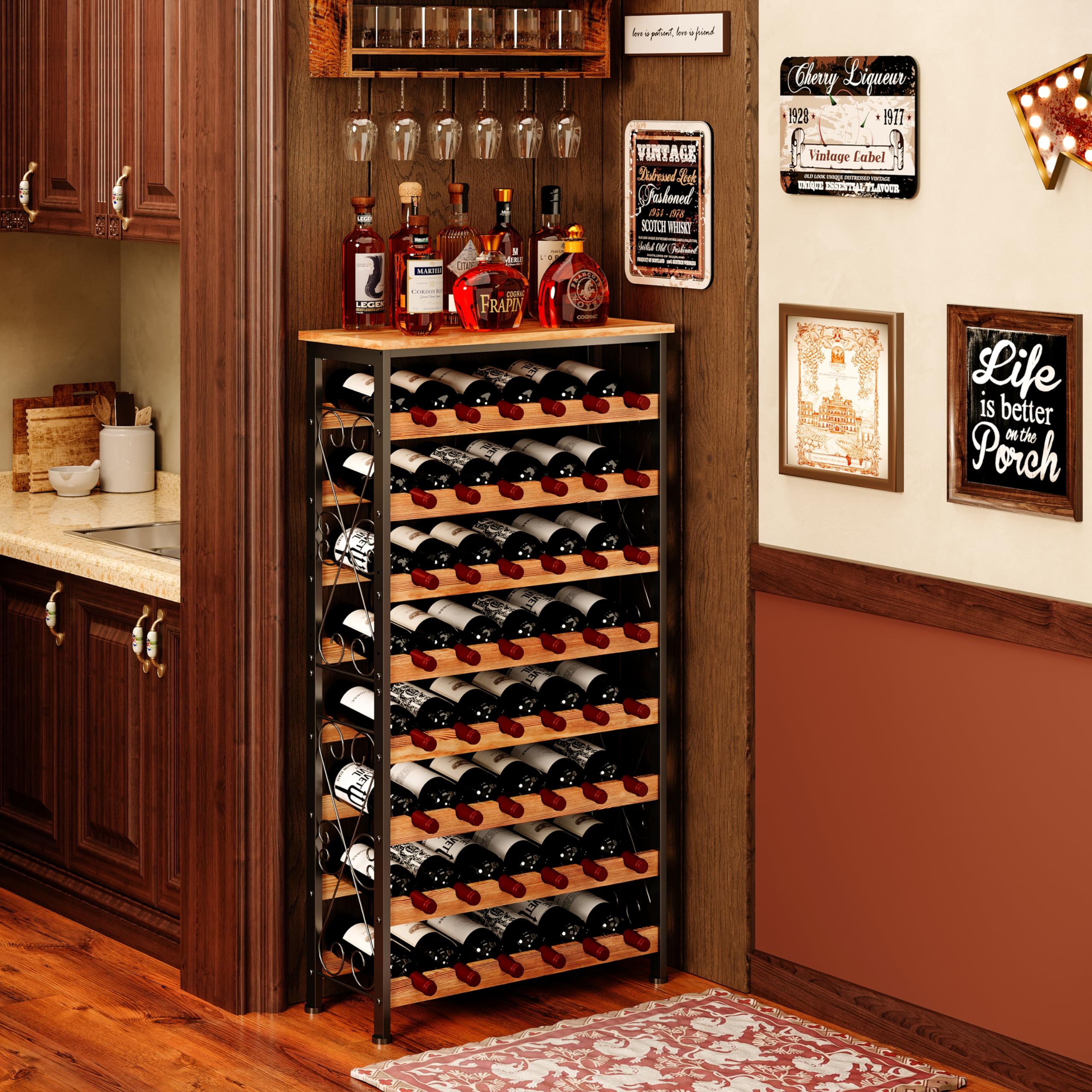 Wine Rack with Wood Top & Bar Station