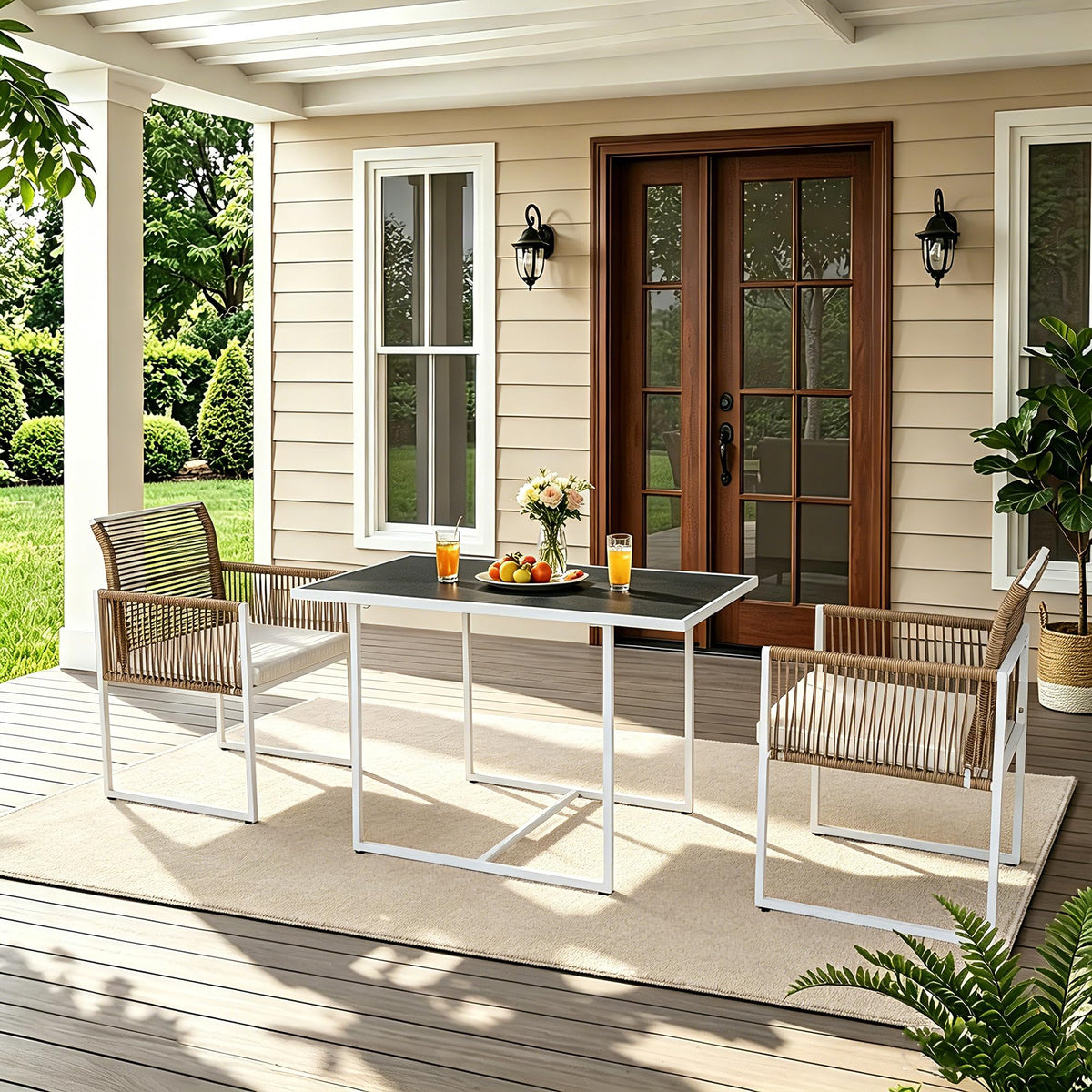 3-Piece Wicker Patio Bistro Dining Set