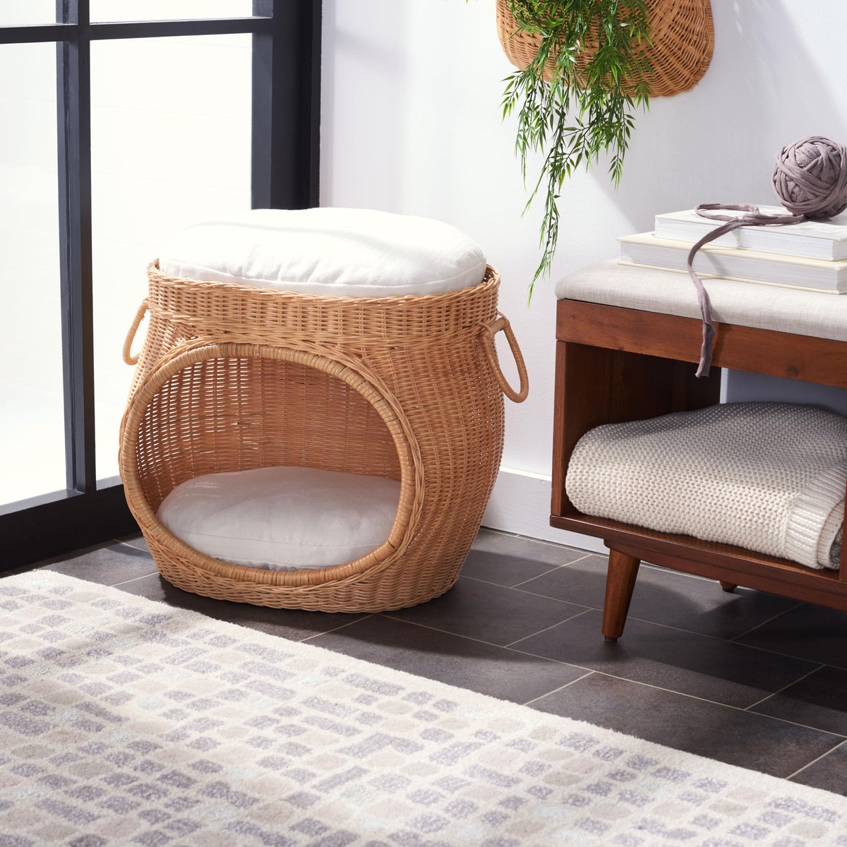 Rattan Cat Bed with Cushion