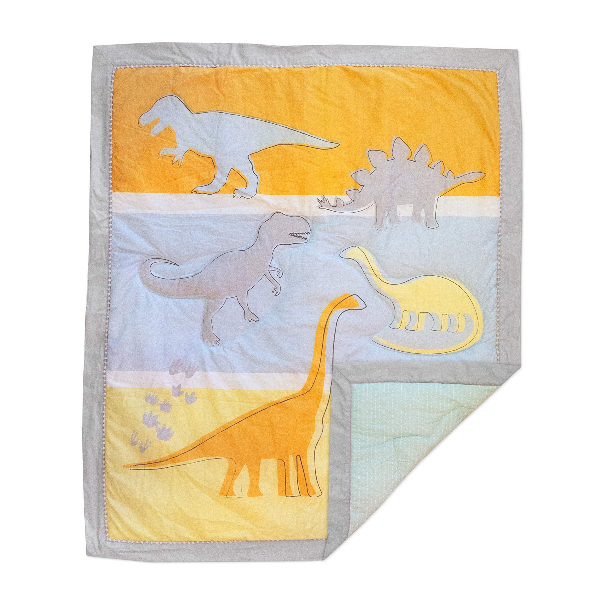 4-Piece Baby Bedding Crib Set with Dino Land Pattern. Complete Set