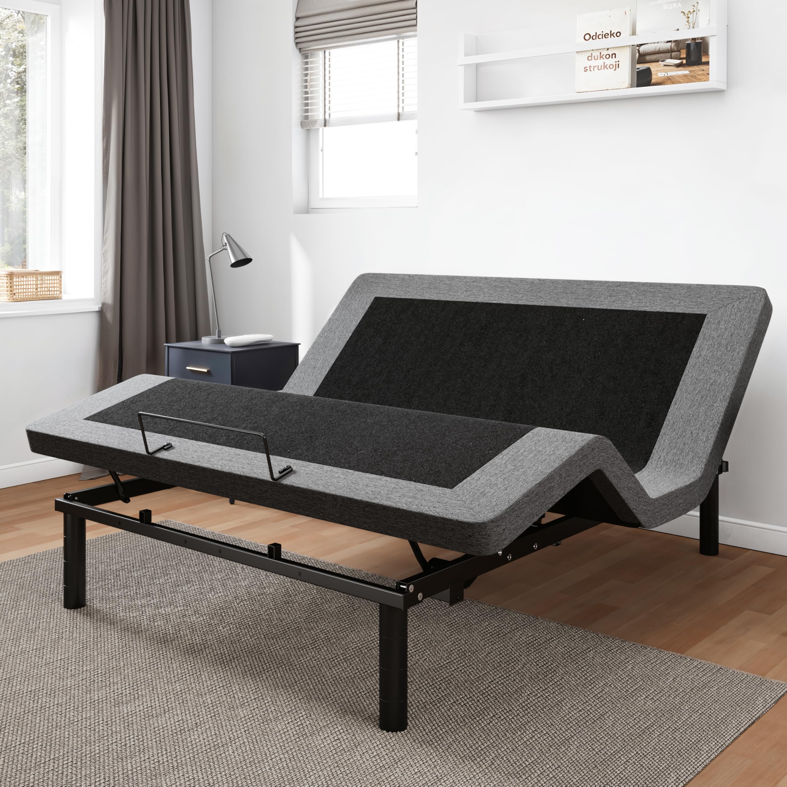 Queen Size Adjustable Bed Frame with Adjustable Legs, Electric Bed Base