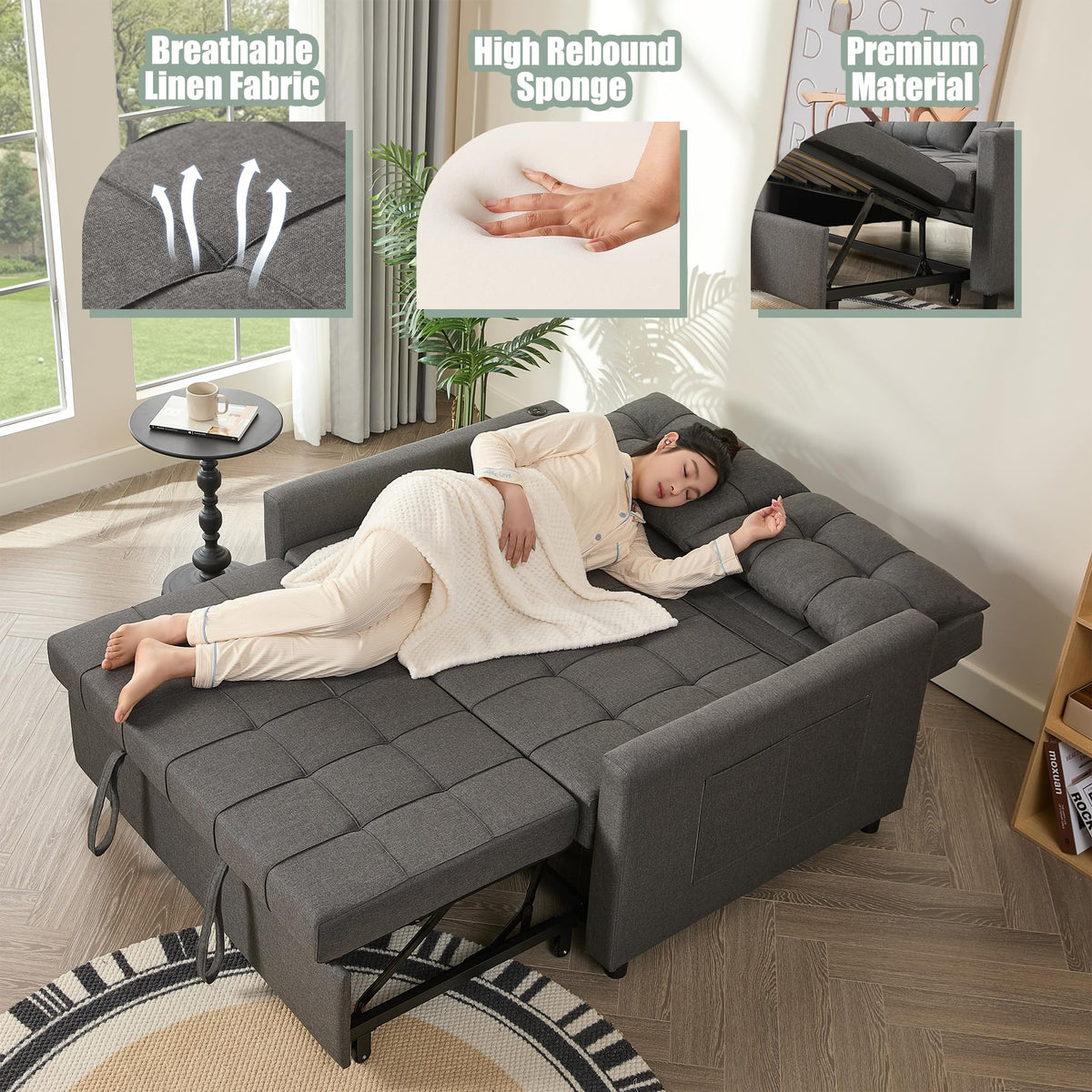 3-in-1 Convertible Sleeper Sofa Bed