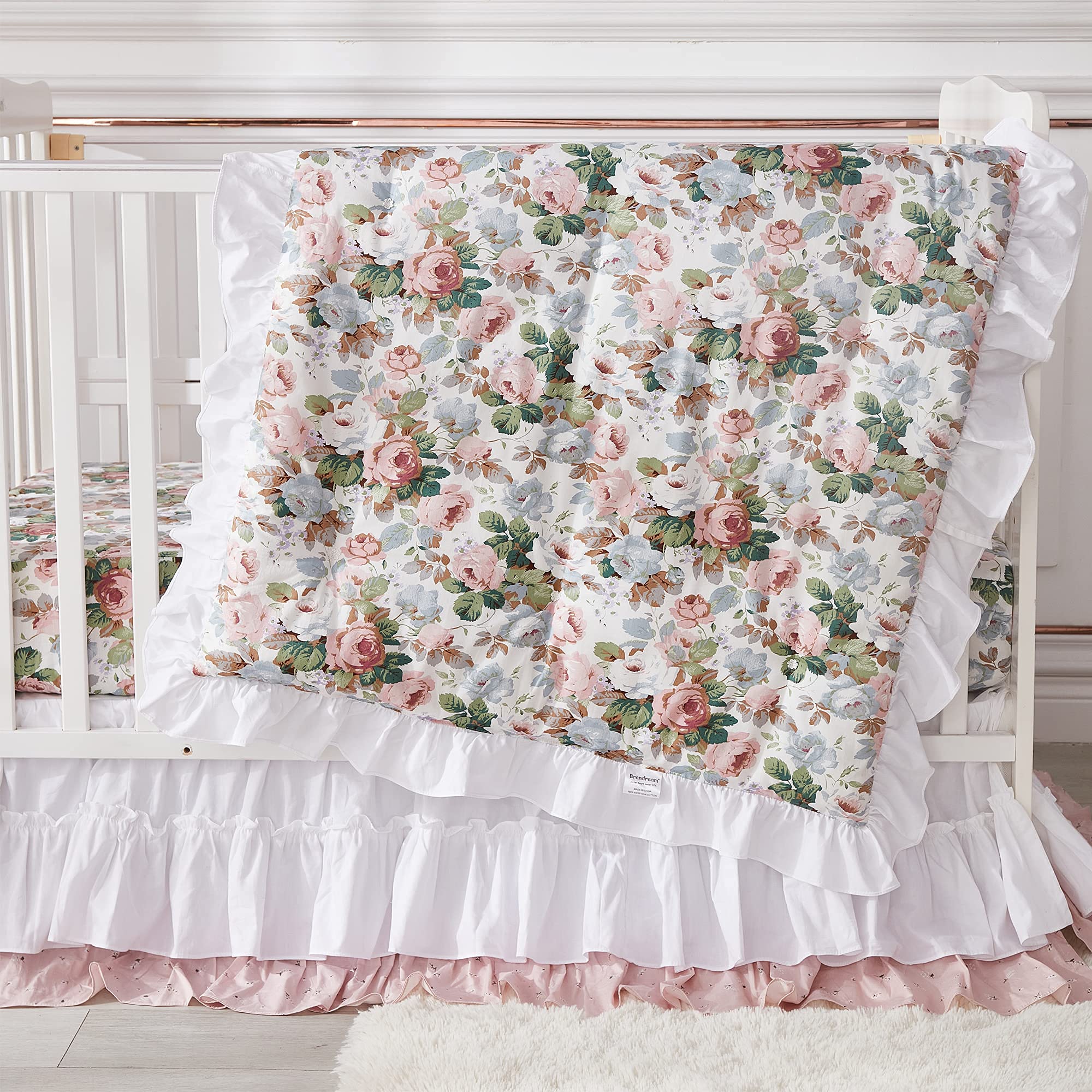 French Country Garden Floral Crib Bedding Sets for Girls Baby Nursery Bedding Set