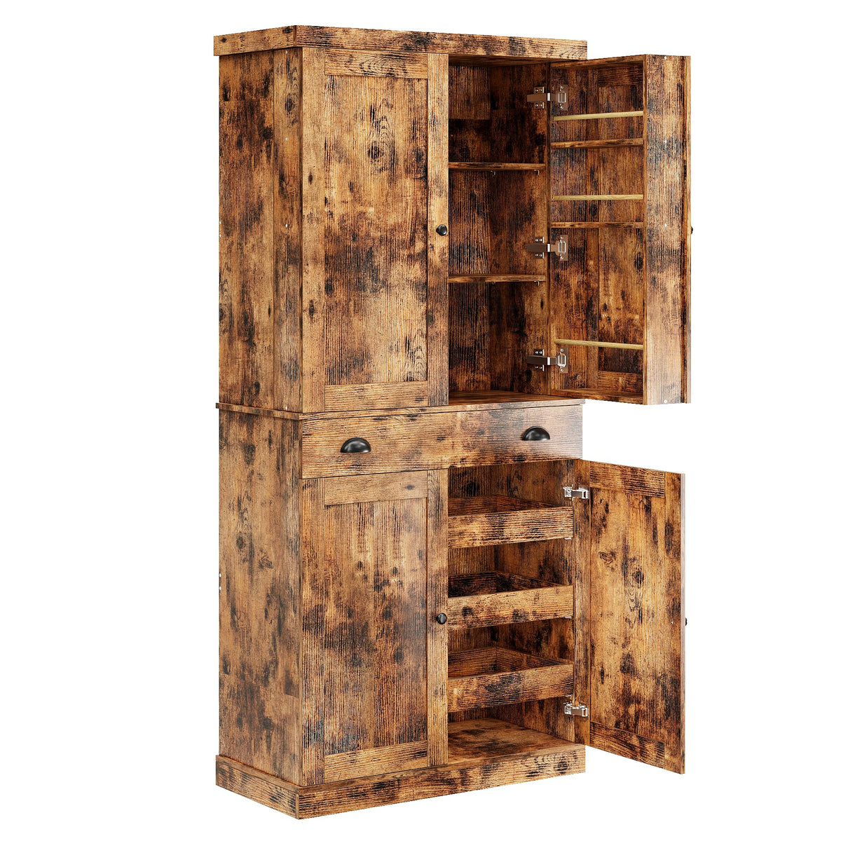Freestanding Kitchen Pantry Cabinet with Drawer & Sliding Shelves