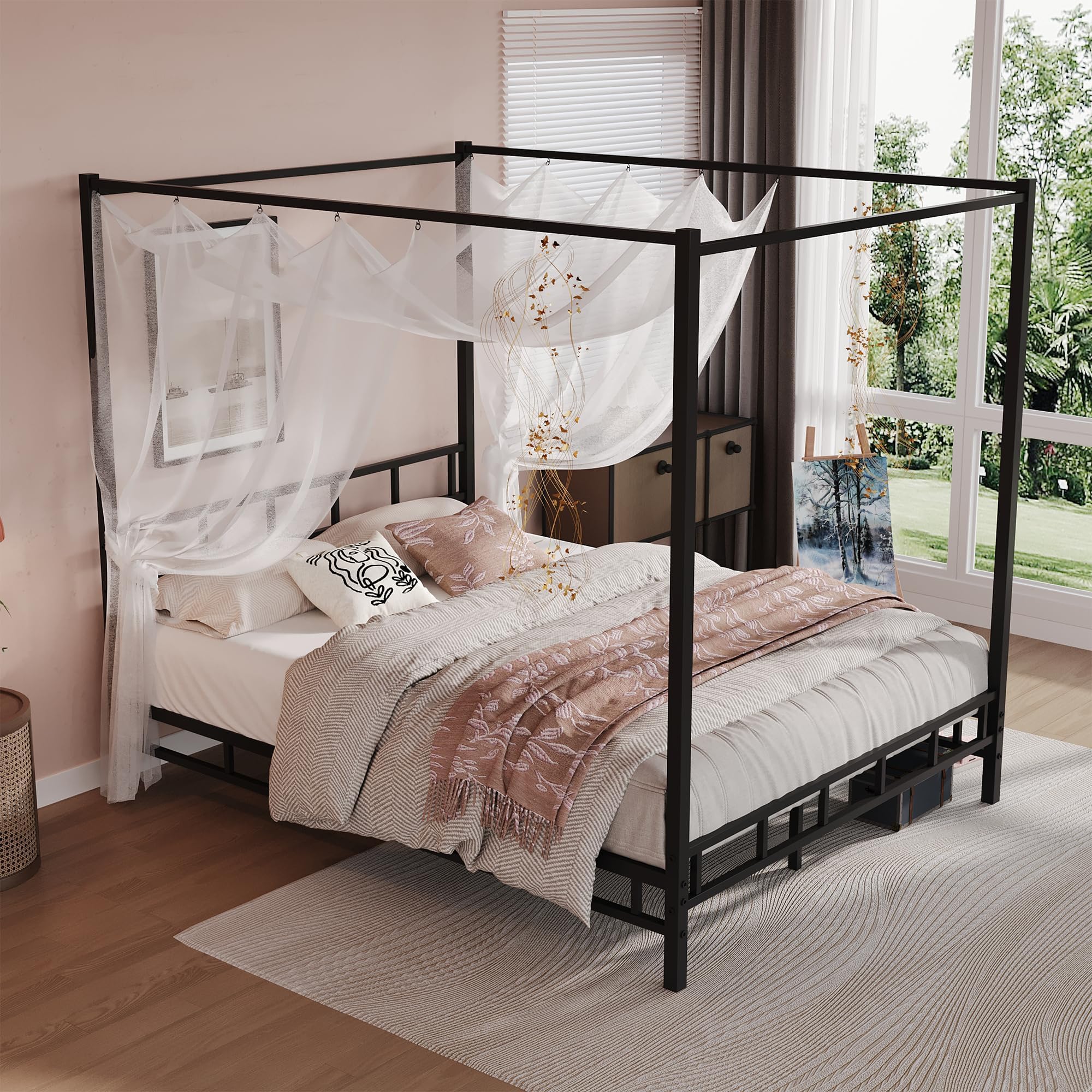 Bed Frame Queen with Headboard and Footboard, Mattress Foundation Platform