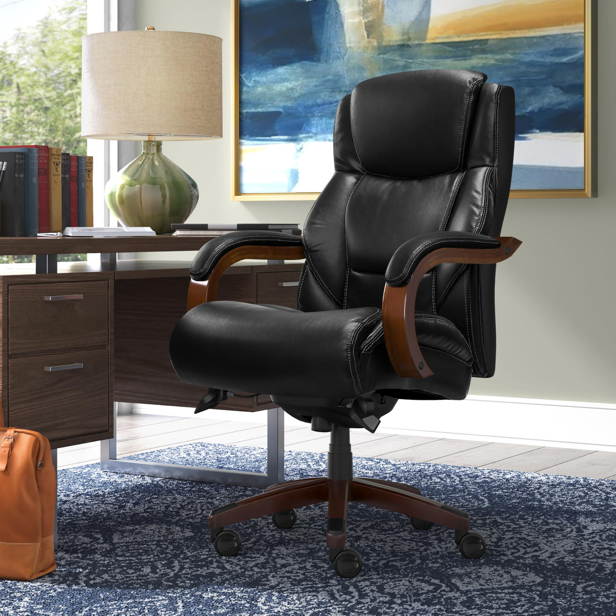 Big & Tall Leather Executive Office Chair with Lumbar Support
