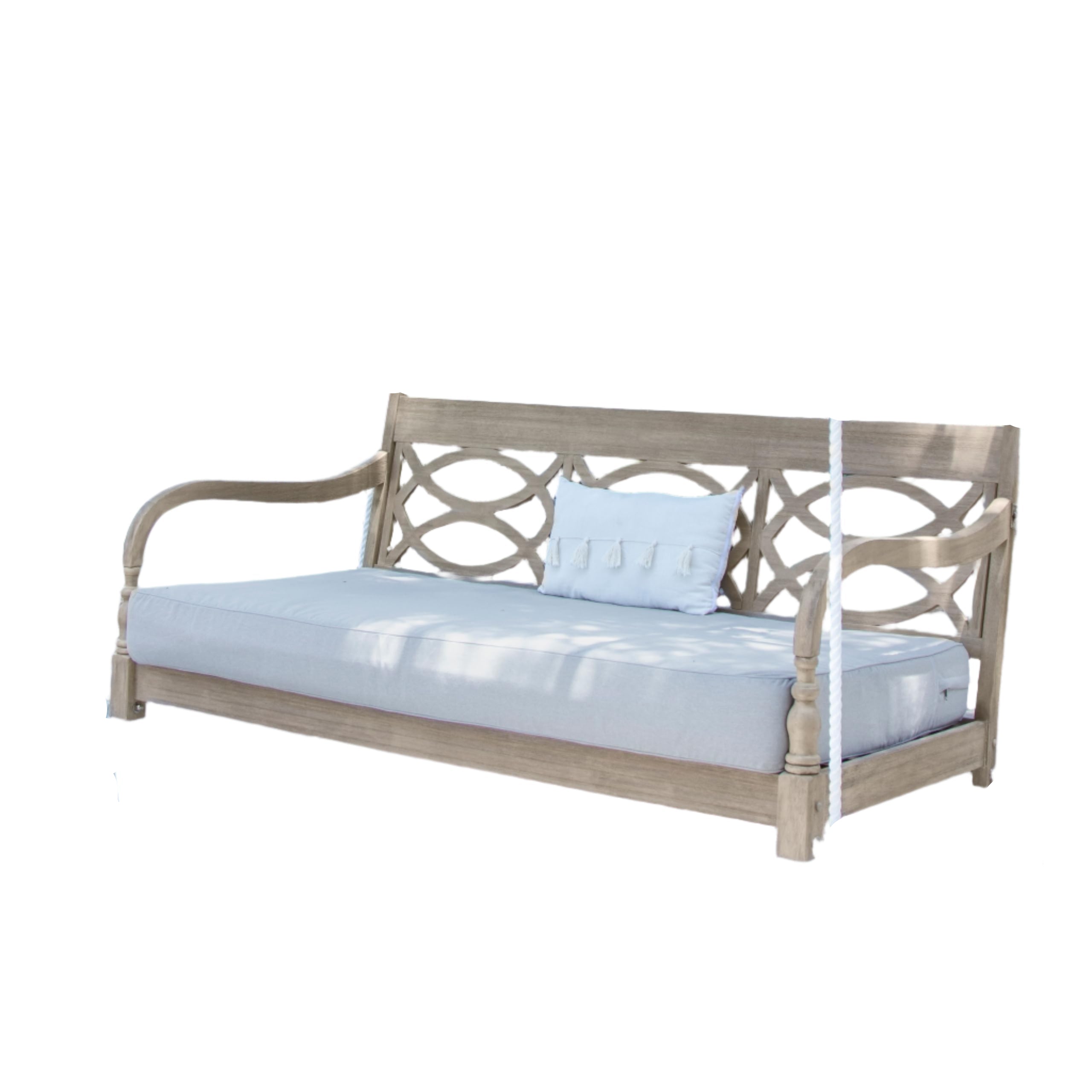 Casual Renley Mahogany Wood Lime Wash Porch Swing Bed, Outdoor
