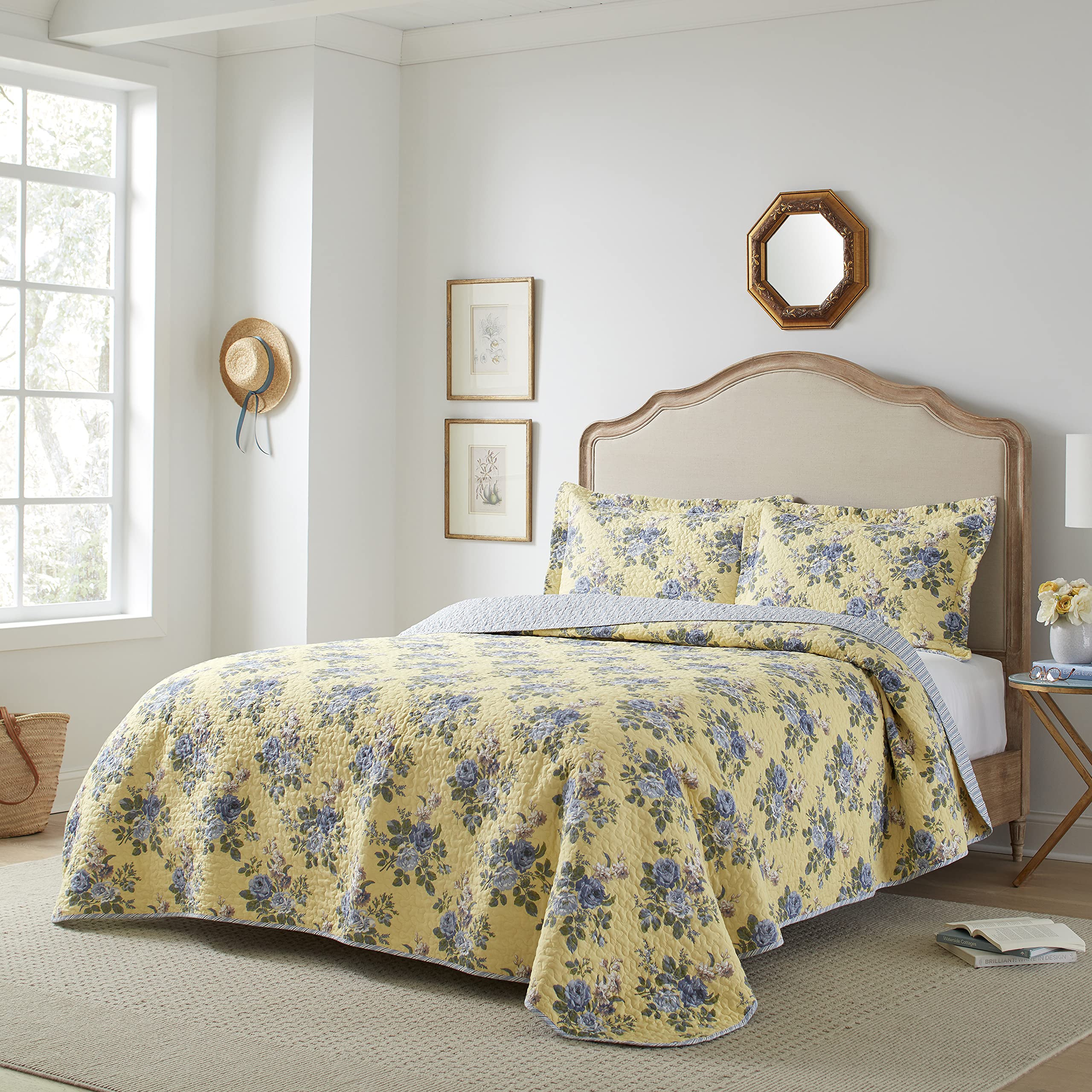 Twin Quilt Set, Reversible Cotton Bedding with Matching Sham
