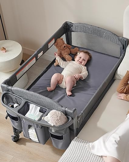 in 1 Baby Bassinet Bedside Sleeper 4 Functions Crib Playard