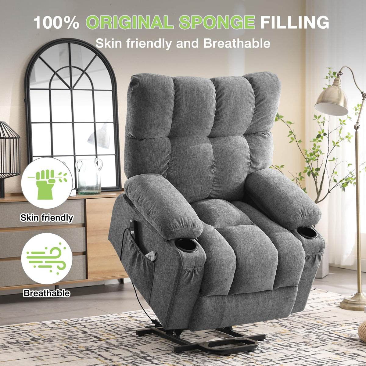 Power Lift Recliner Chair with Massage & Heat