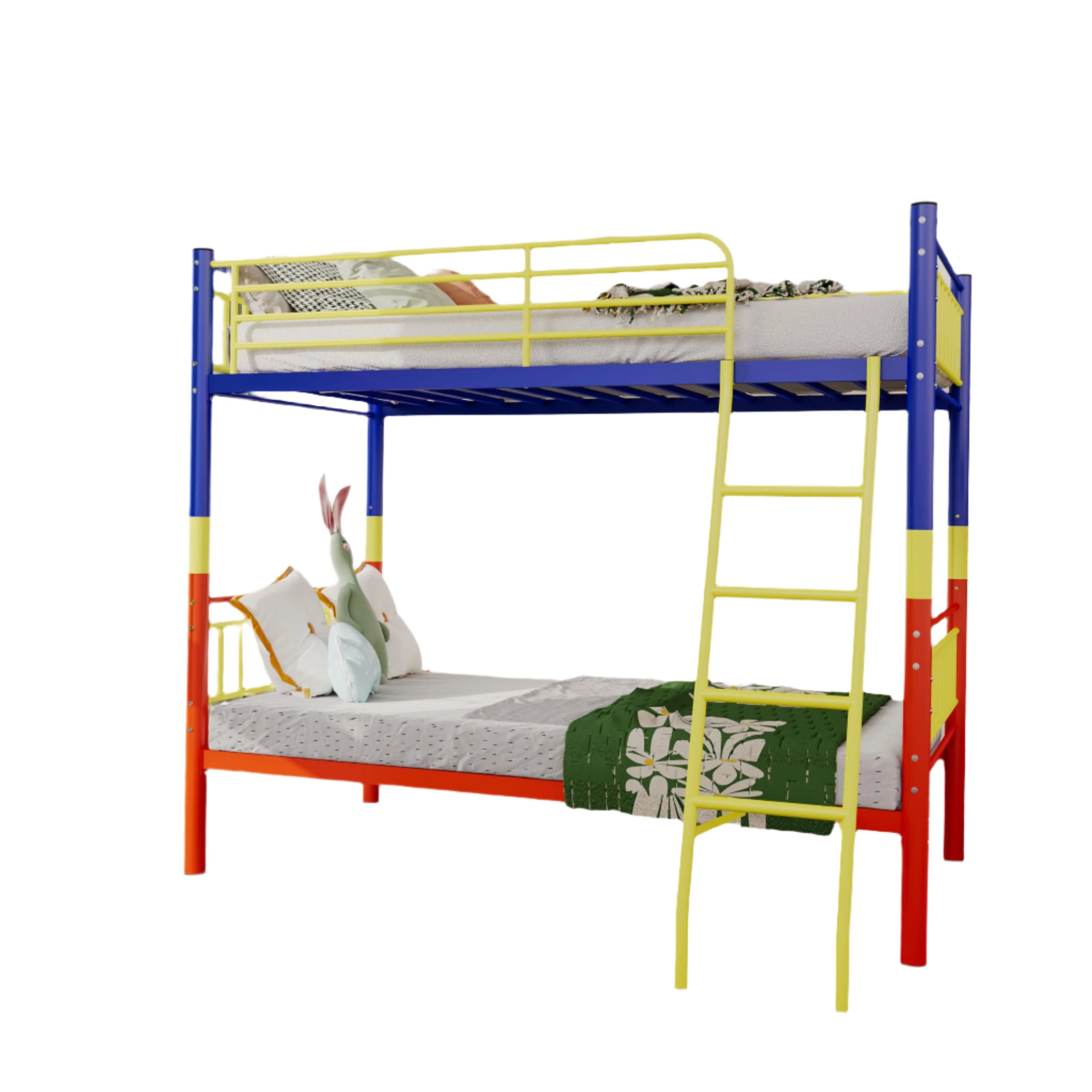 Heavy Duty Metal Bunk Bed Twin Over Twin, Multifunctional Twin Over Bunk Bed
