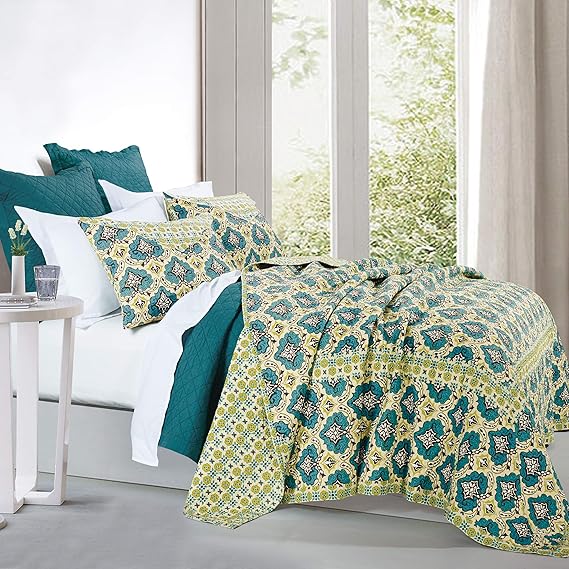 Salado 3 Piece Quilt Set with Pillow Shams, Super King, Cotton Reversible Luxury Bedding