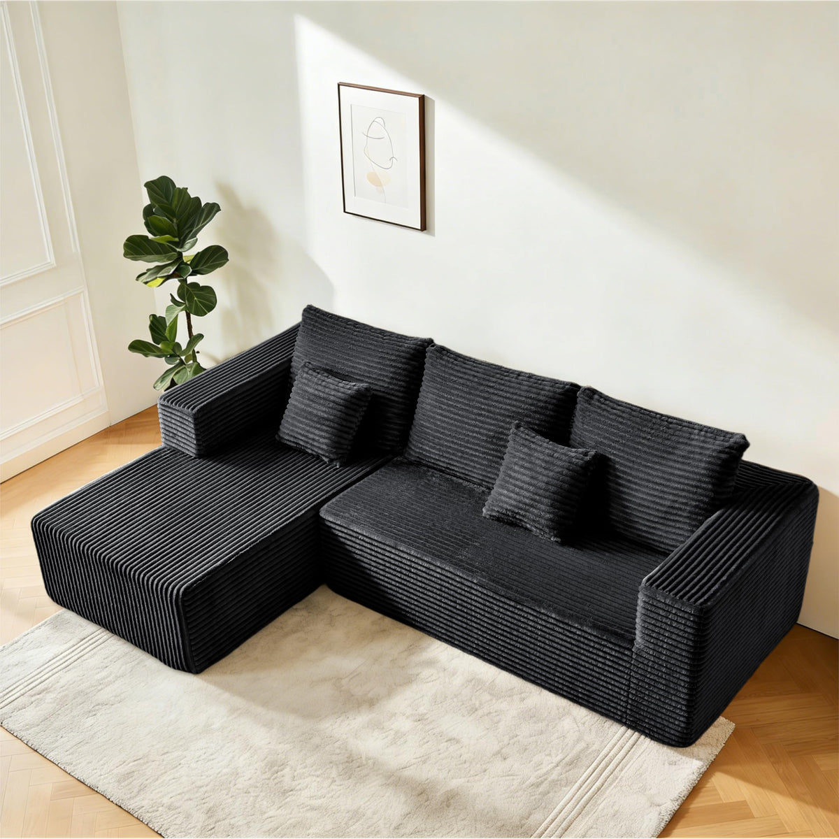 L-Shaped Modular Sectional Sofa with Deep Seat Chaise