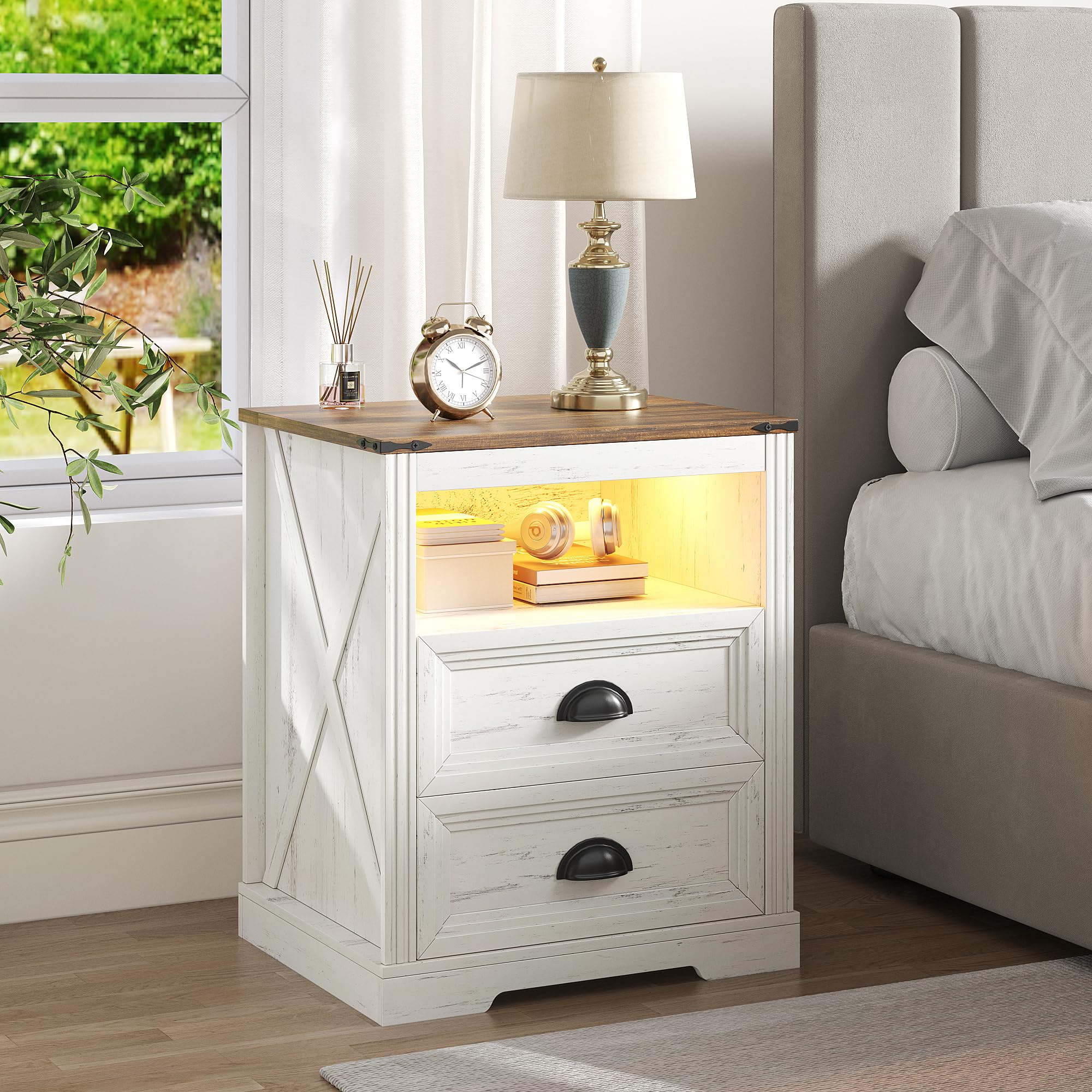 Nightstands Set of 2 with Charging Station