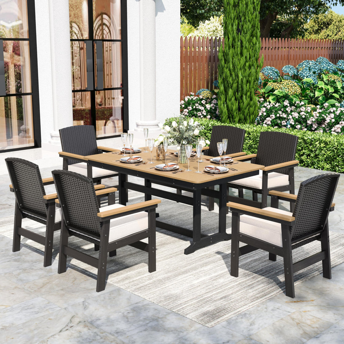 7-Piece Outdoor HDPE Patio Dining Set with 6 Chairs