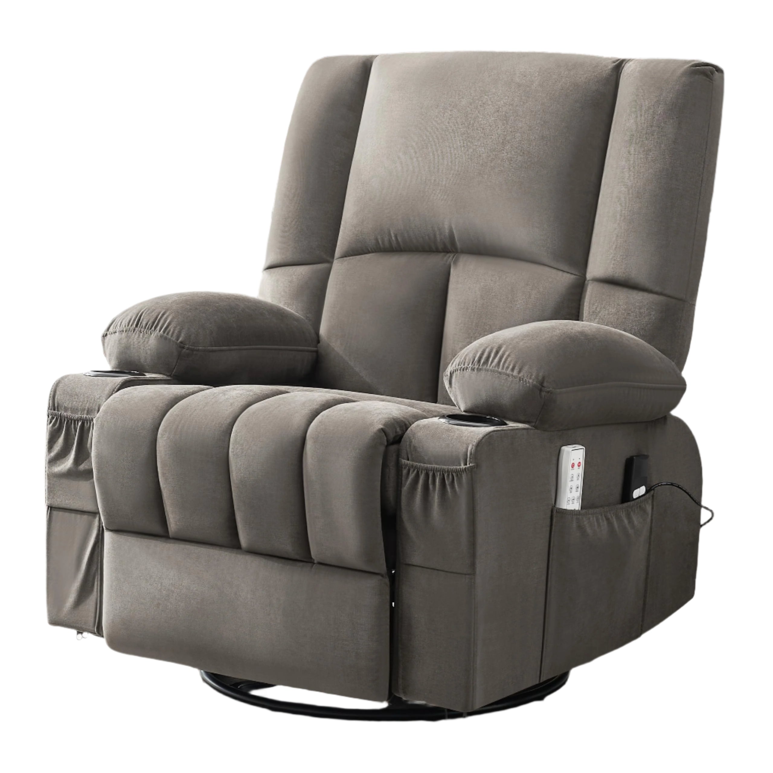 Power Rocker Recliner Chair with Heat and Massage, 270° Swivel Recliner Chair