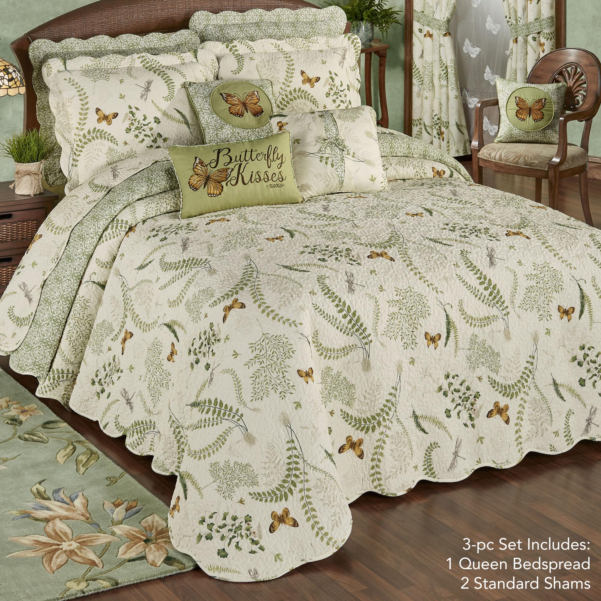 Butterfly Eden Reversible Quilted Oversized Bedding | Nature Medallion Butterfly