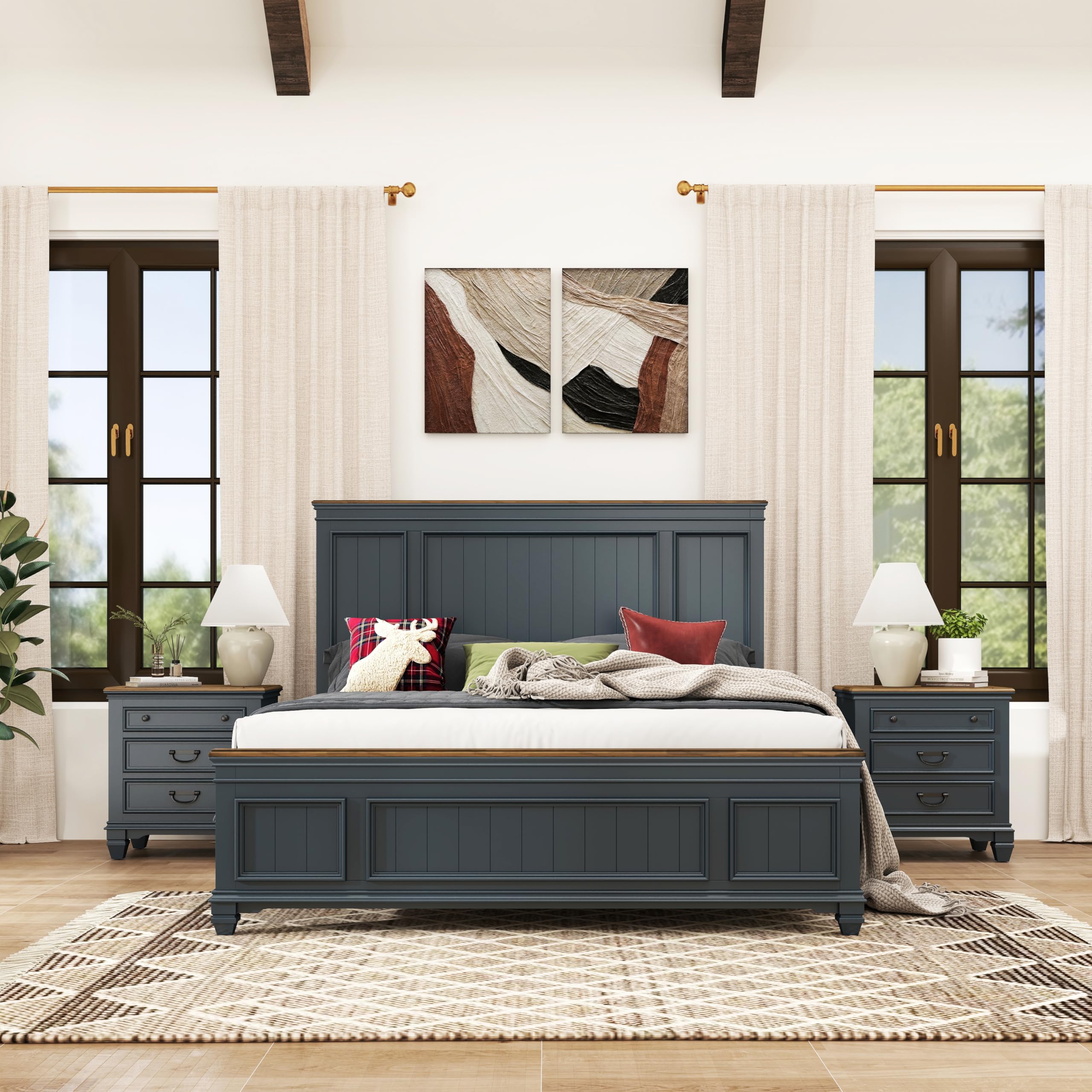 Riverton Wood 3-Piece Bedroom Set, Shiplap Panel King Bed