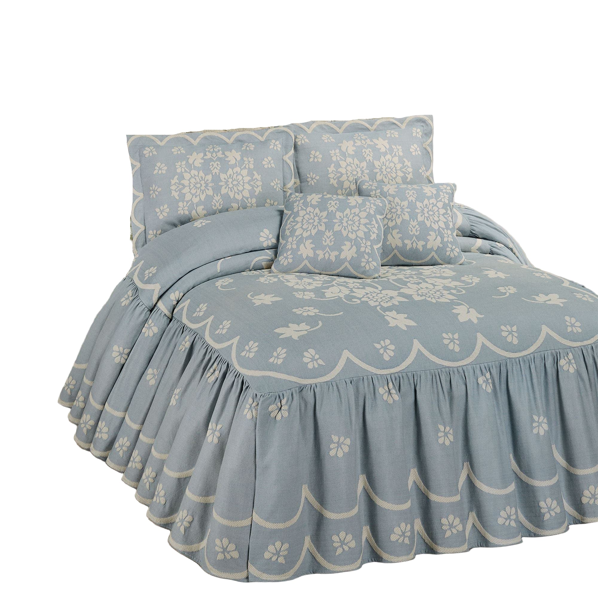Primrose Oversized Grande Sterling Blue Flounce Style Bedspread Set