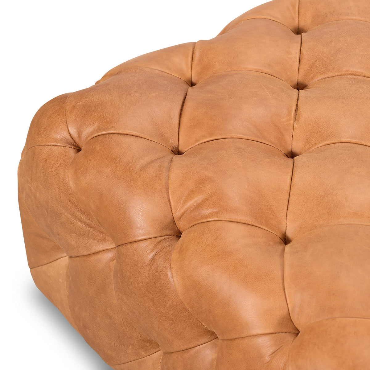 Turin Leather Ottoman – Cognac Tan