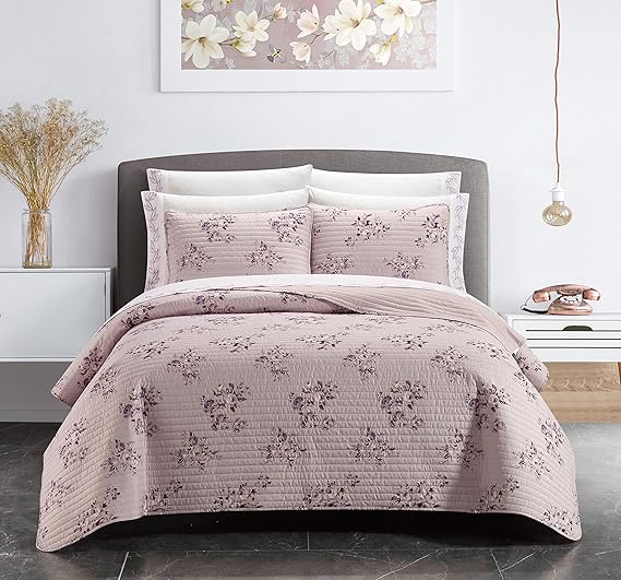 Blush/Pink Bed in a Bag Quilt Set, California King Size (9 Piece)
