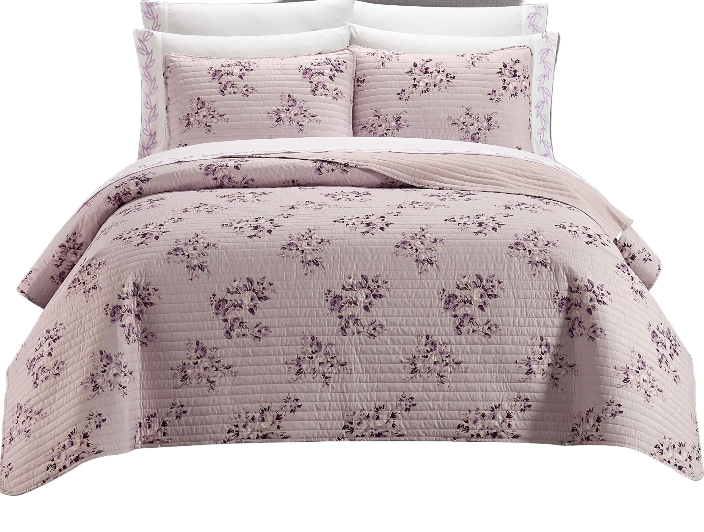 Blush/Pink Bed in a Bag Quilt Set, California King Size (9 Piece)