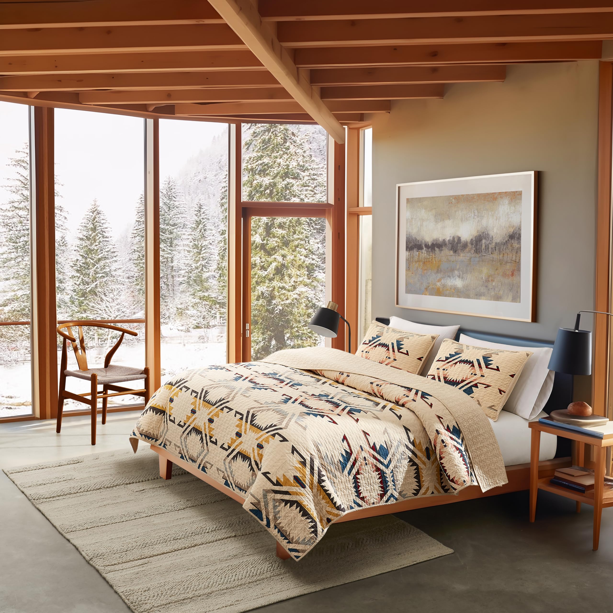 White Sands King/Cal King Quilt Bedding Set with 2 Shams Premium Cotton
