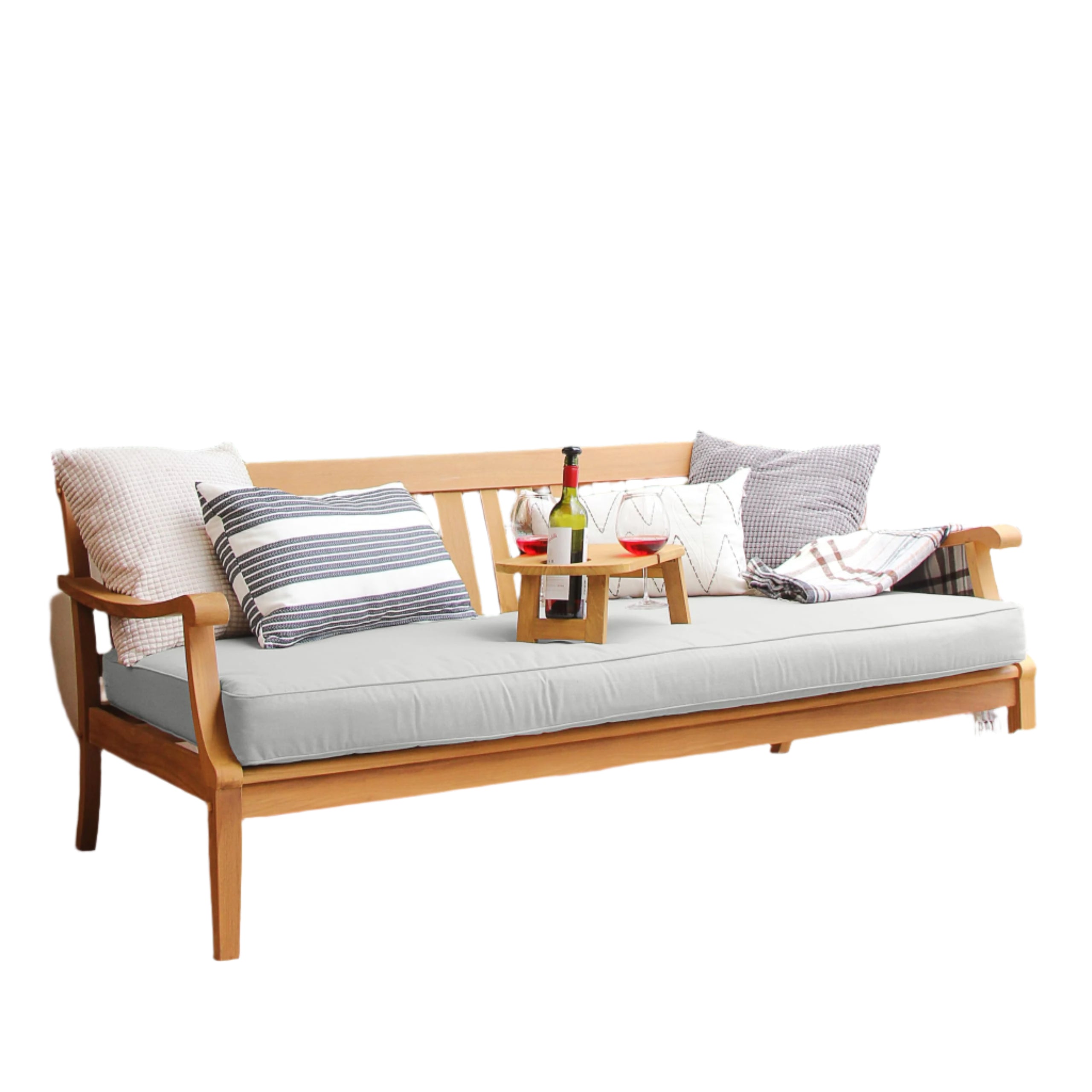 Casual Robin Teak Wood Outdoor Sofa Daybed with Oyster Cushion