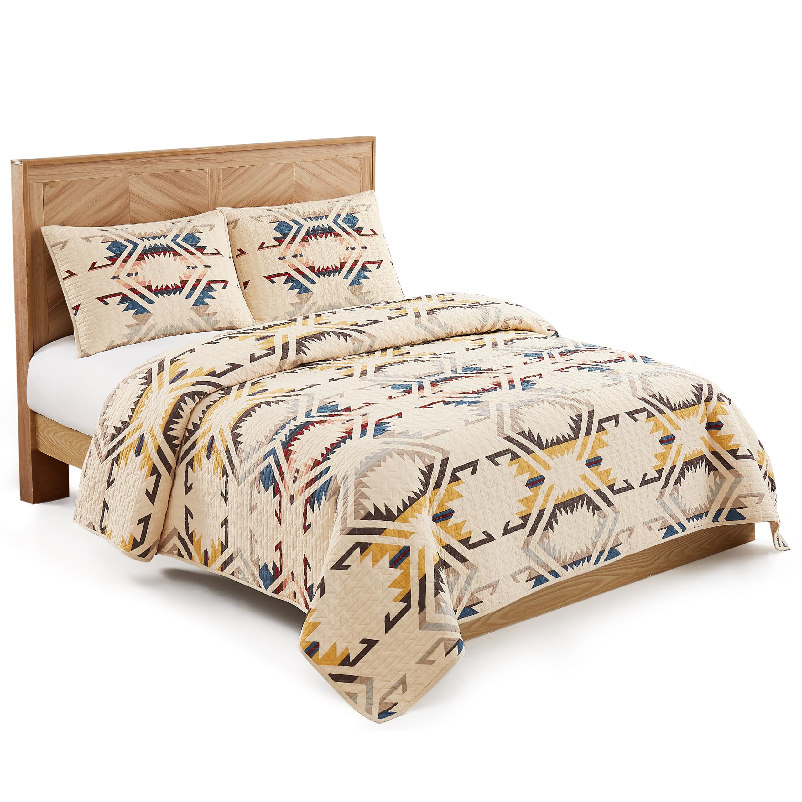 White Sands King/Cal King Quilt Bedding Set with 2 Shams Premium Cotton
