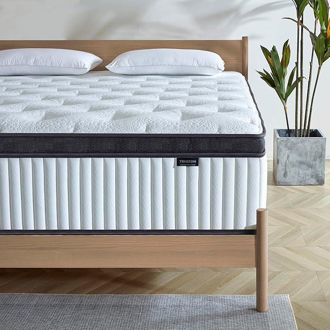 Queen Mattress, 14 Inch Innerspring Hybrid Mattress in a Box with Gel Memory Foam