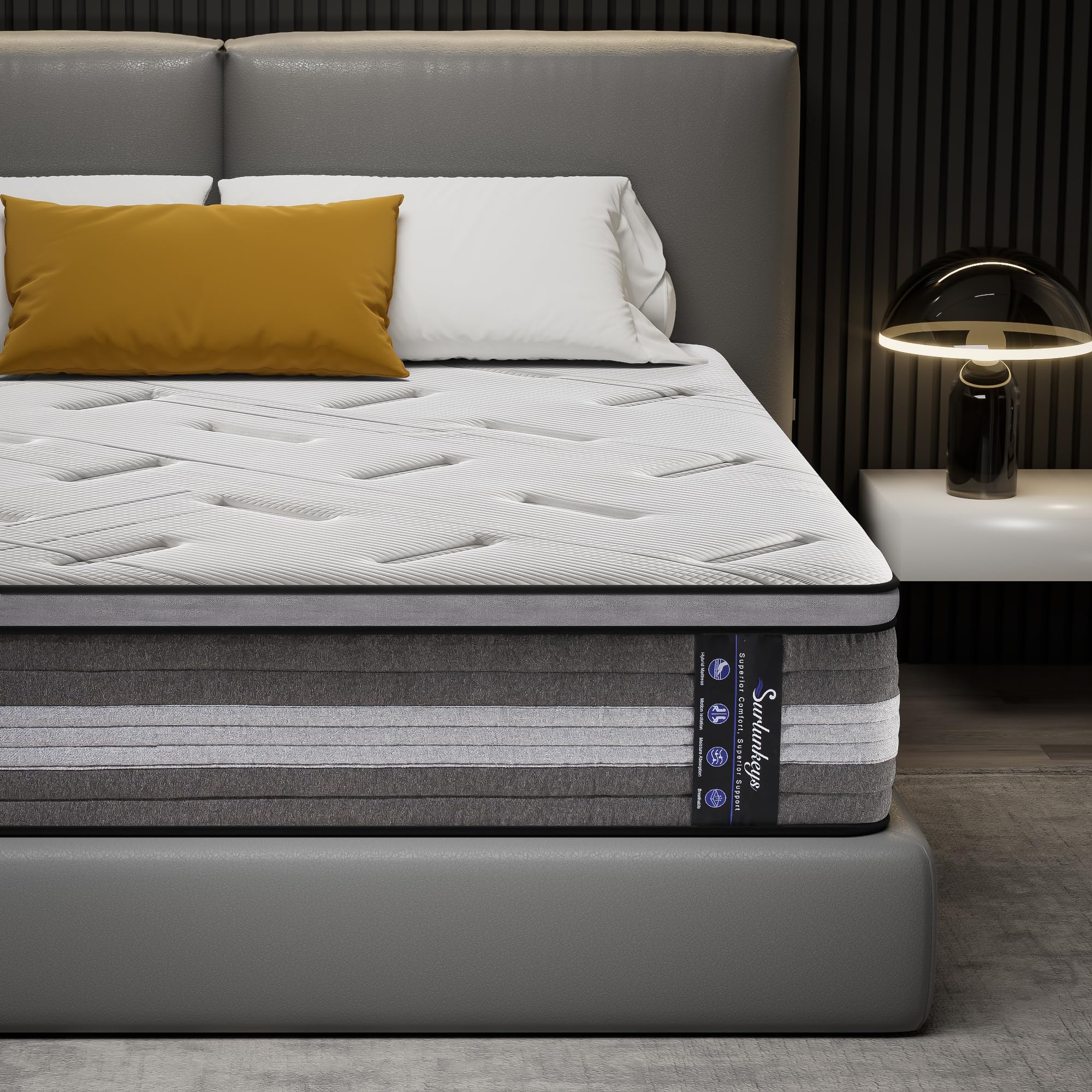 14 Inch Hybrid Mattress - Queen Size Mattress Medium Firm with Memory Foam