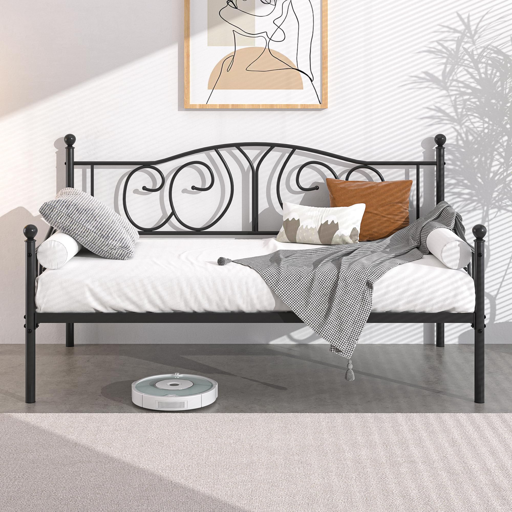 Metal Daybed Frame Multifunctional Platform Bed Sofa Mattress Foundation