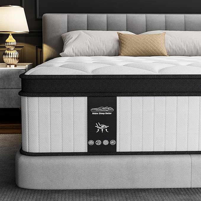 12 Inch King Size Mattress - 2025 Upgraded Hybrid Cooling Gel Memory Foam & Pocket