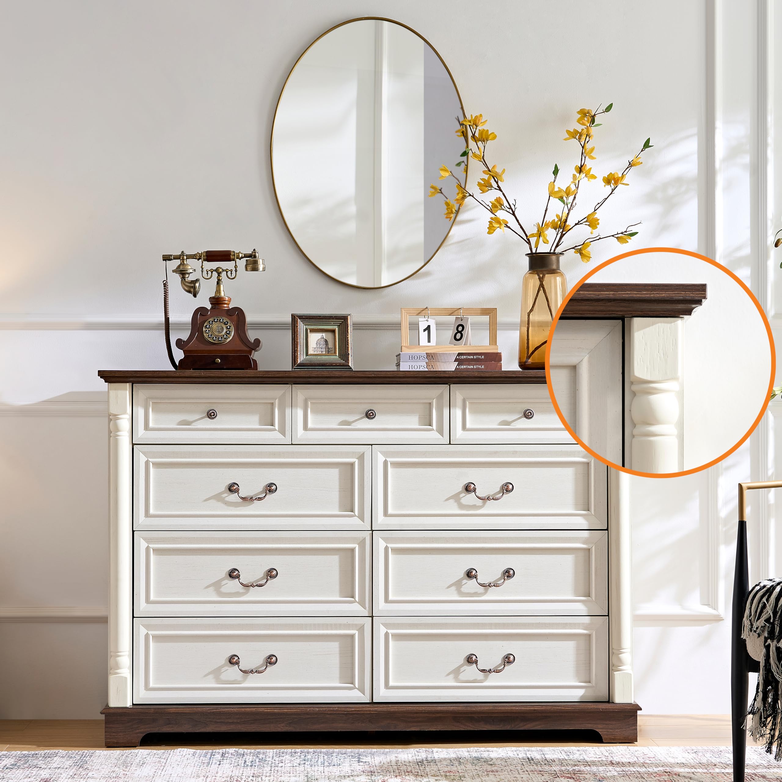 9 Drawer Dressers for Bedroom, 54" Wood Dresser with Deep Drawers