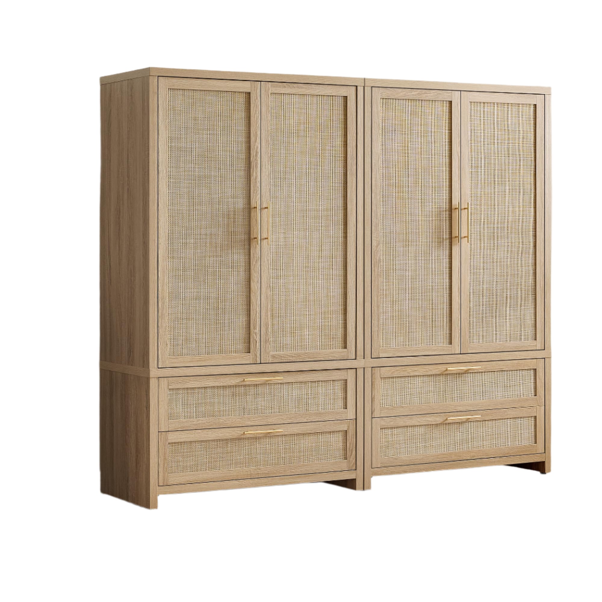Larger Armoire Wardrobe Closet, 71" Tall Rattan Freestanding Wardrobe Closet
