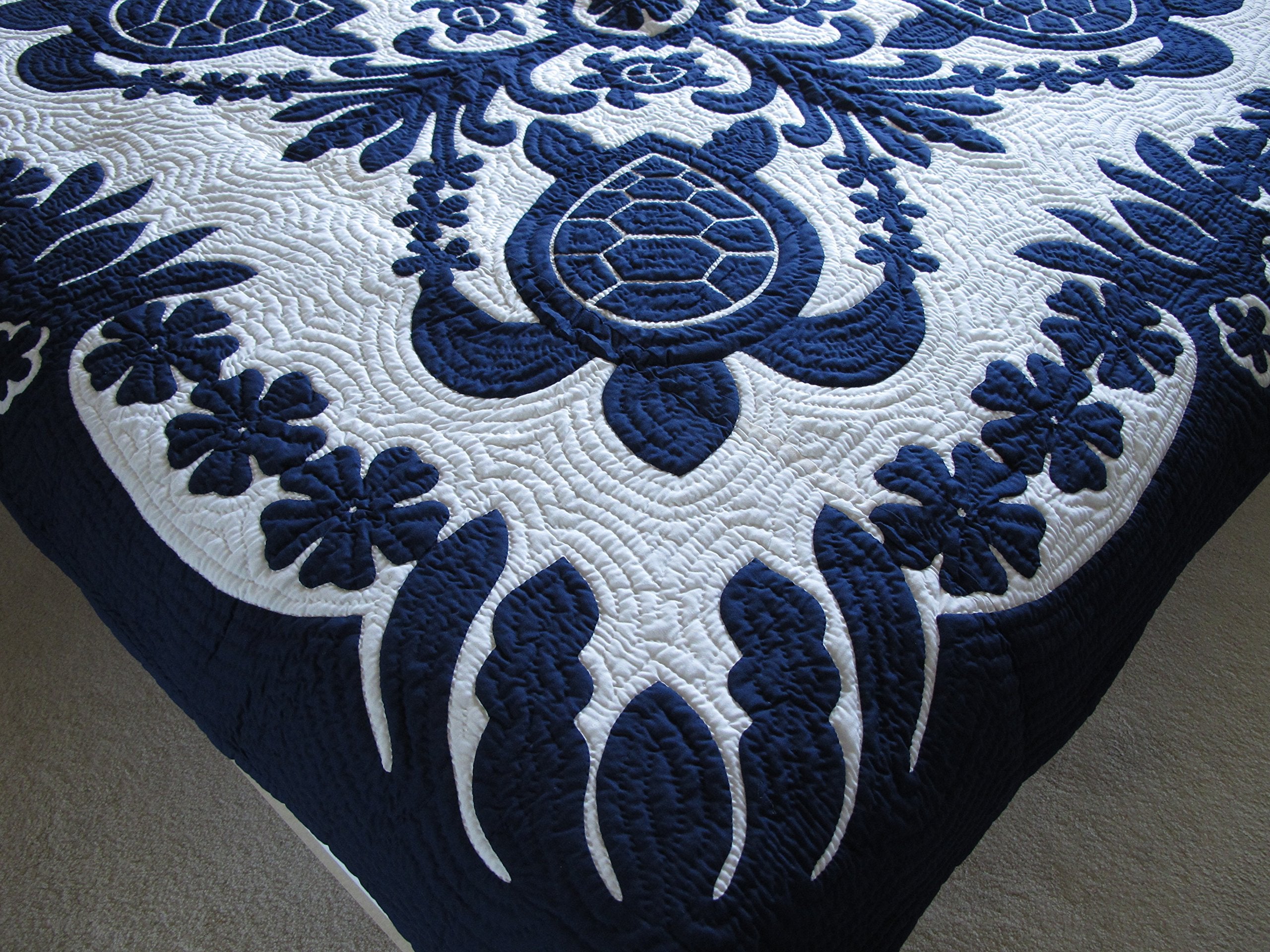 Full/Twin Bedspread/Wall Hanging, 100% Hand Quilted and 100% Hand appliquéd 80" x 80"