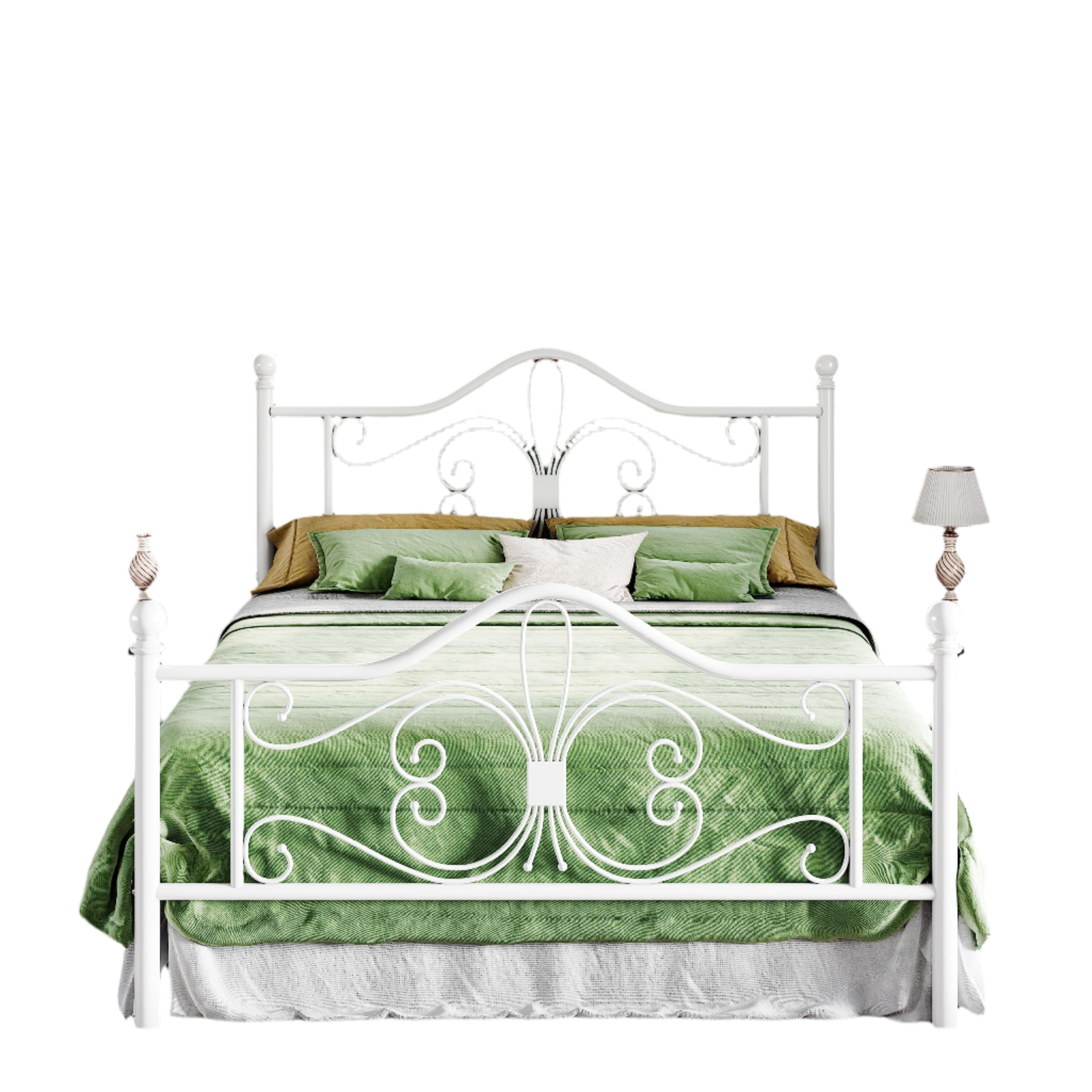 Queen Size Bed Frame with Headboard,Metal Bed Frame with Butterfly