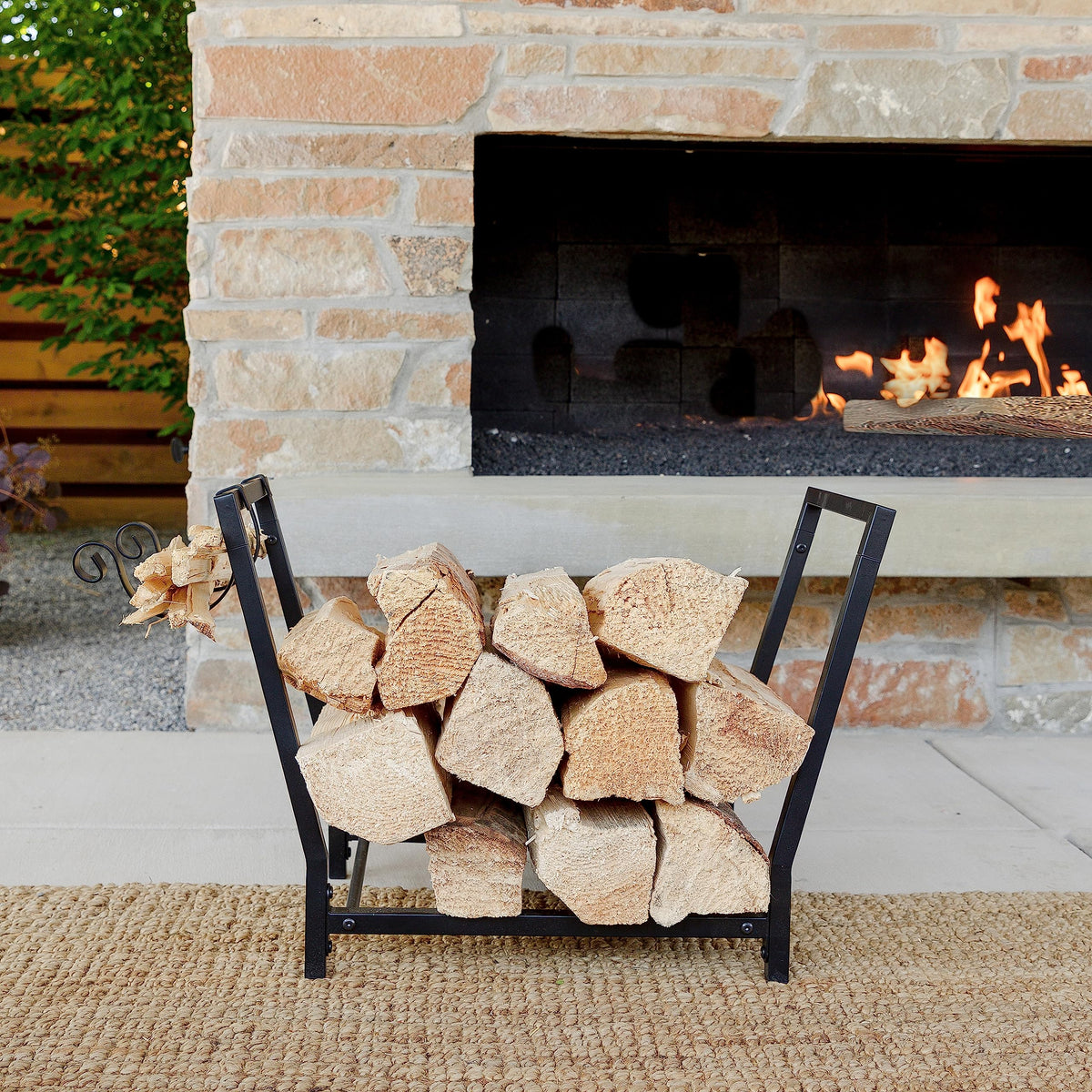 Indoor & Outdoor Firewood Rack with Kindling Holder