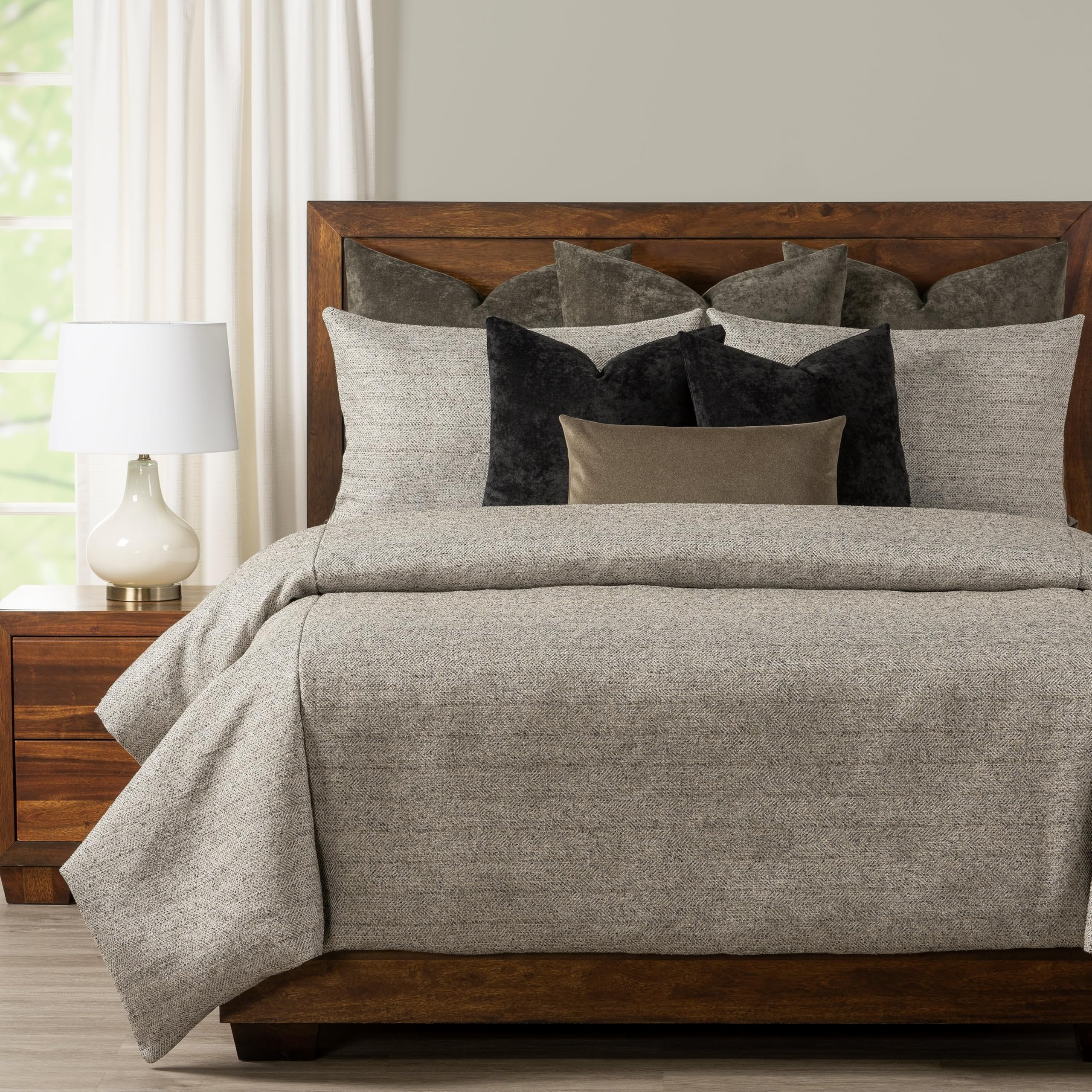 Perfomance Tweed Duvet Cover & Insert Set Stone Grey - Twin - 5 Piece