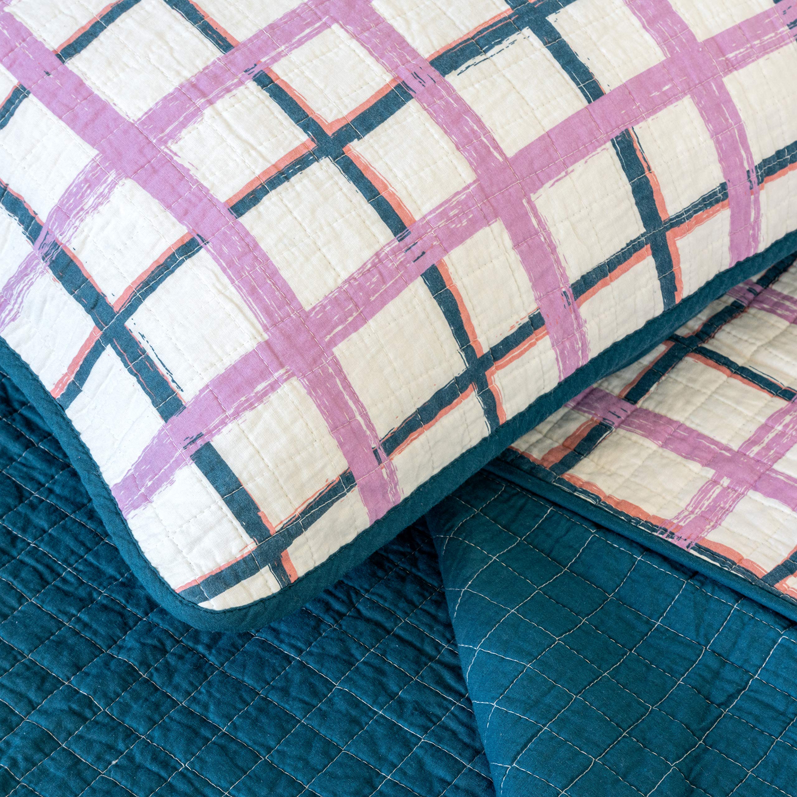 Mave Plaid Bedding Collection | Luxury 100% Cotton Premium Ultra Soft Quilt Coverlet