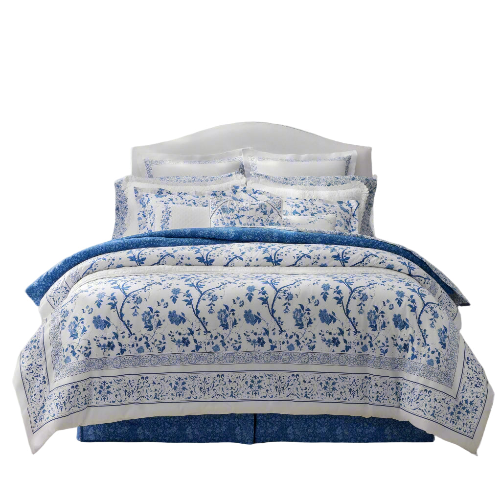 King Comforter Set, Cotton Bedding with Matching Shams & Bed Skirt