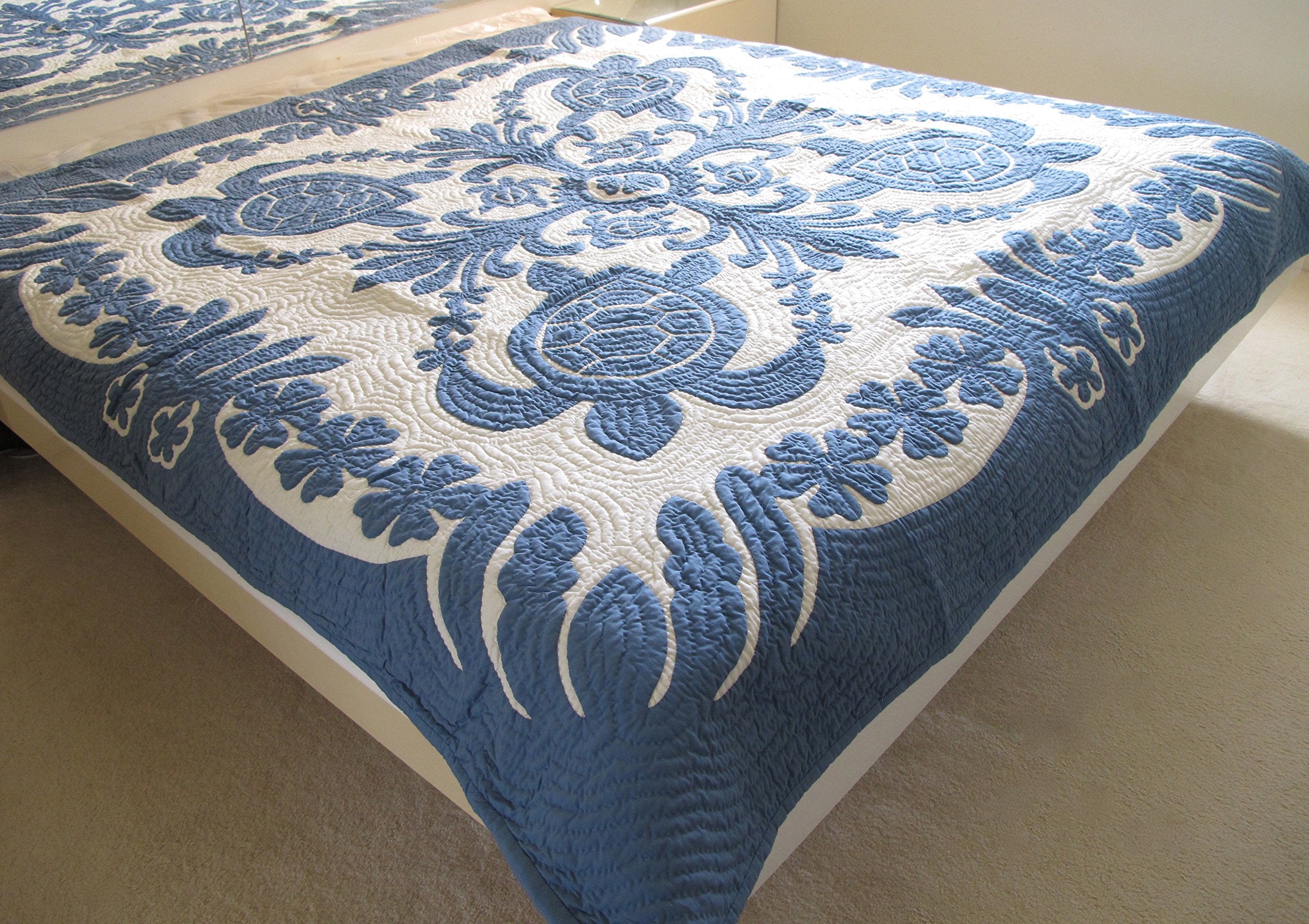 Handmade 100% Hand Quilted/appliquéd Twin Full Bedspread 80"x80"