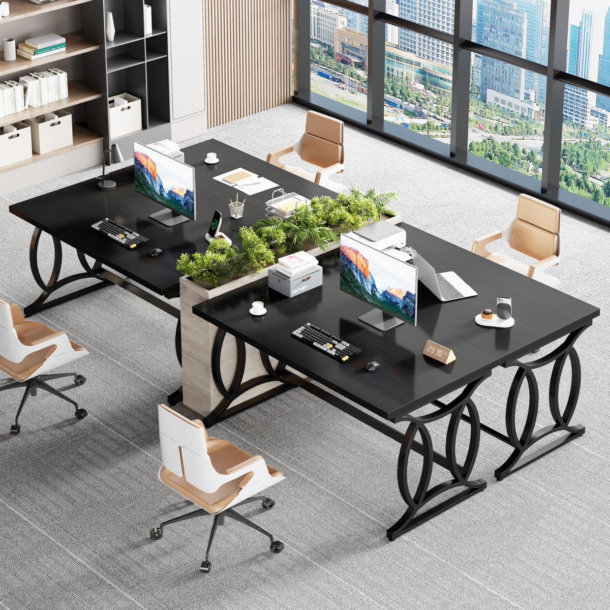 L-Shaped Computer Desk with Metal Legs