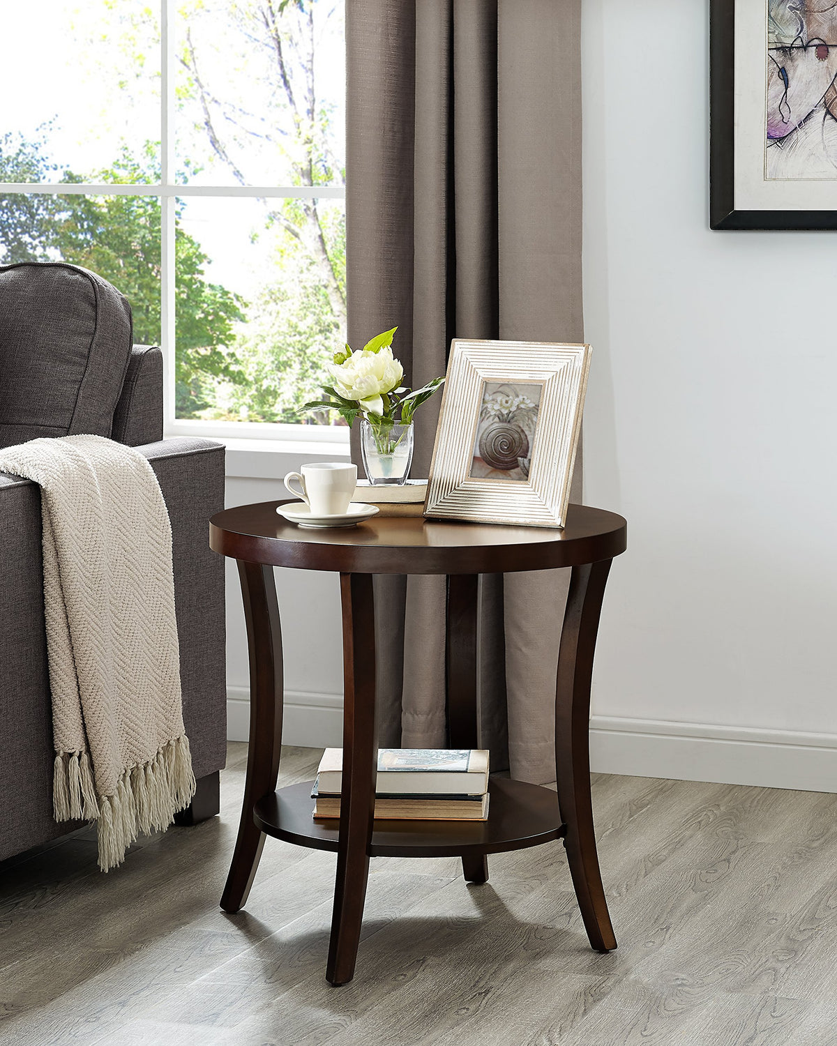 3-Piece Oval Coffee Table & End Table Set, Espresso